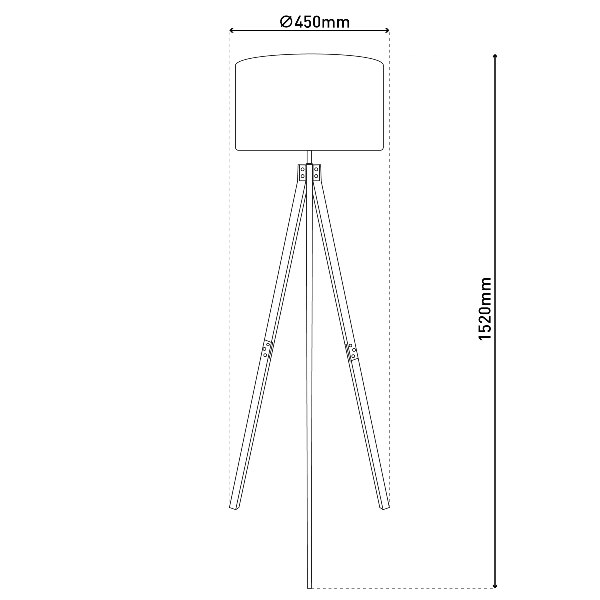 näve Stehlampe »Ardita« E27 1 Stk. Schirm Textil (Cord) braun, Gestell Dreibein Holz natur, H: 152cm, E27
