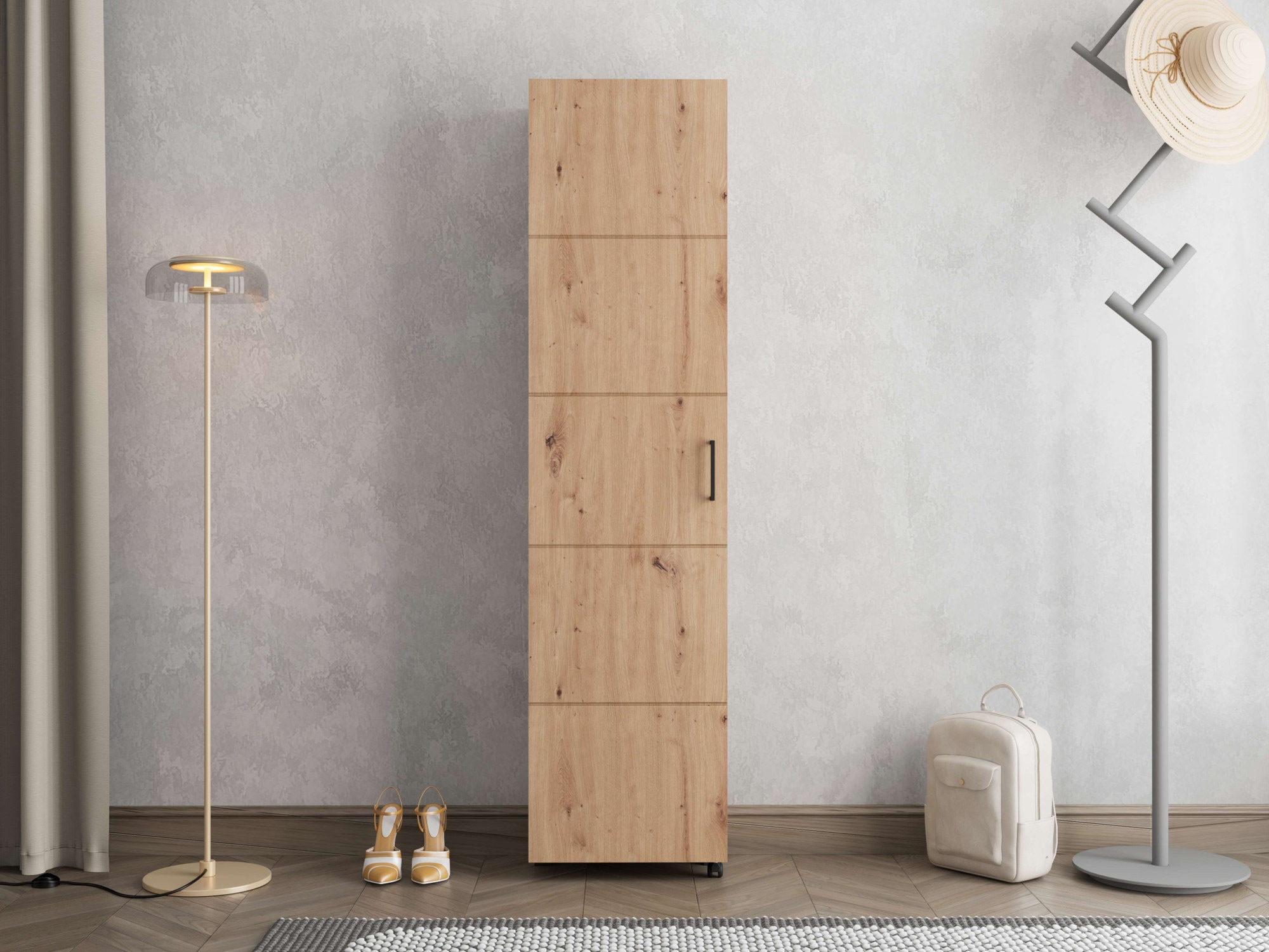 Home affaire Schuhschrank "Islay, Drehtür auf Rollen, B/T/H: 45,6/32,4/184,4 cm" Schuhkommode mit Platz für ca. 20 Paar Schuhe bis Gr. 40