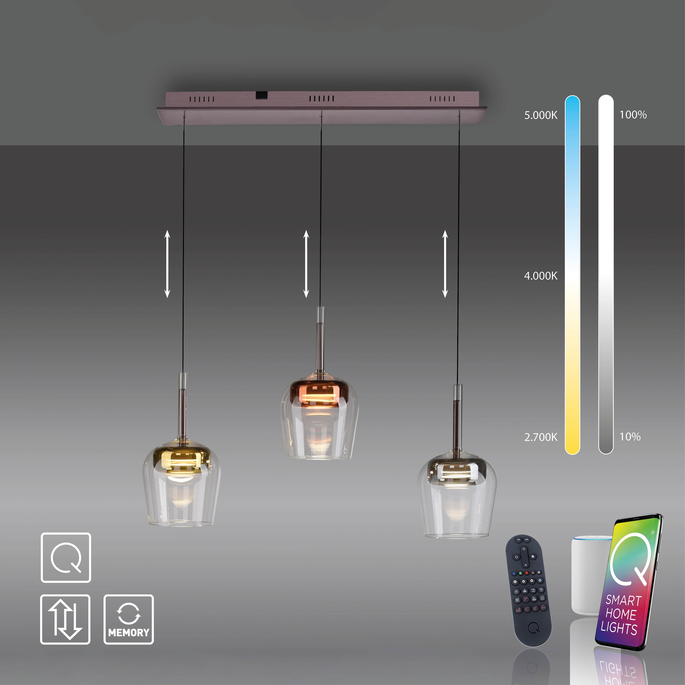 Neuhaus Q SMART HOME LIGHTS LED Pendelleuchte »Q-KON« LED-Board 1 Stk. warmweiß - kaltweiß