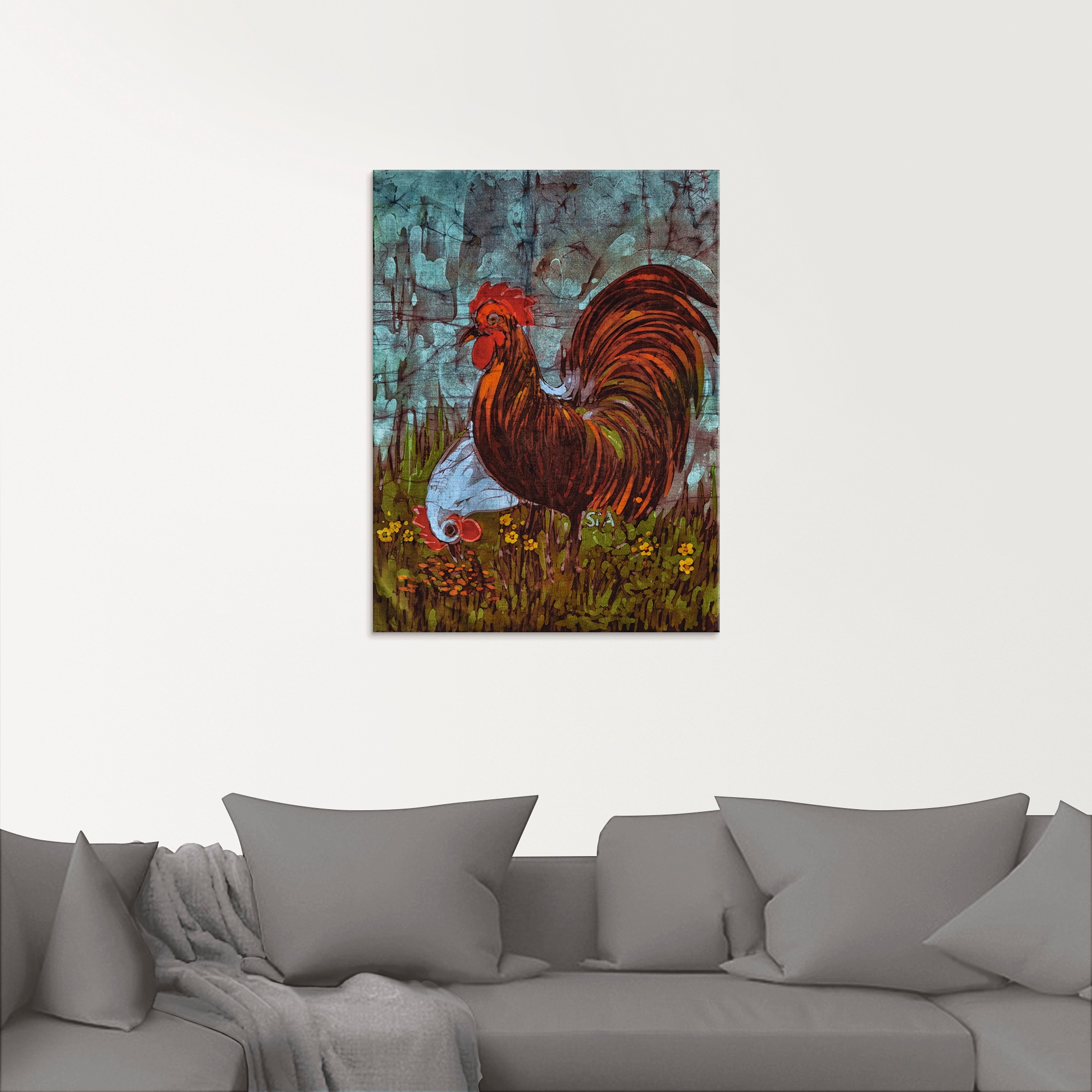Artland Glasbild »Zweisam - Hahn und Henne«, Vögel, (1 St.), in verschiedenen Größen
