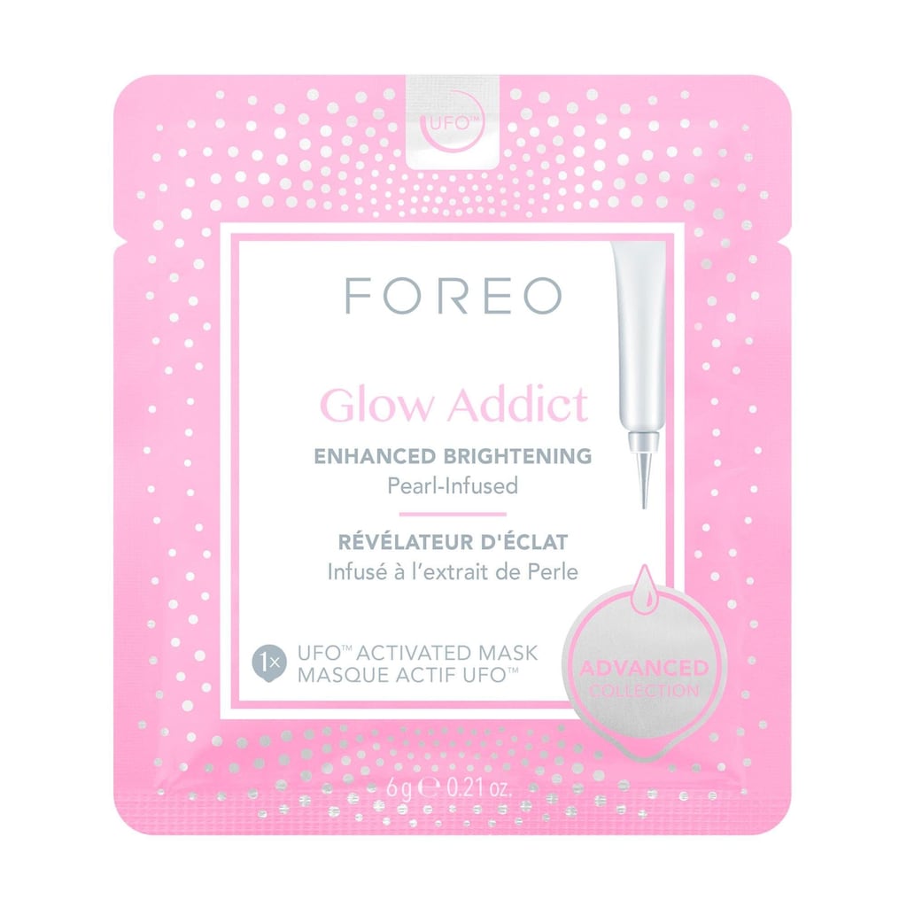 FOREO Tuchmaske »Glow Addict«, (Packung), 6 x 6 g, kompatibel mit UFO & UFO mini