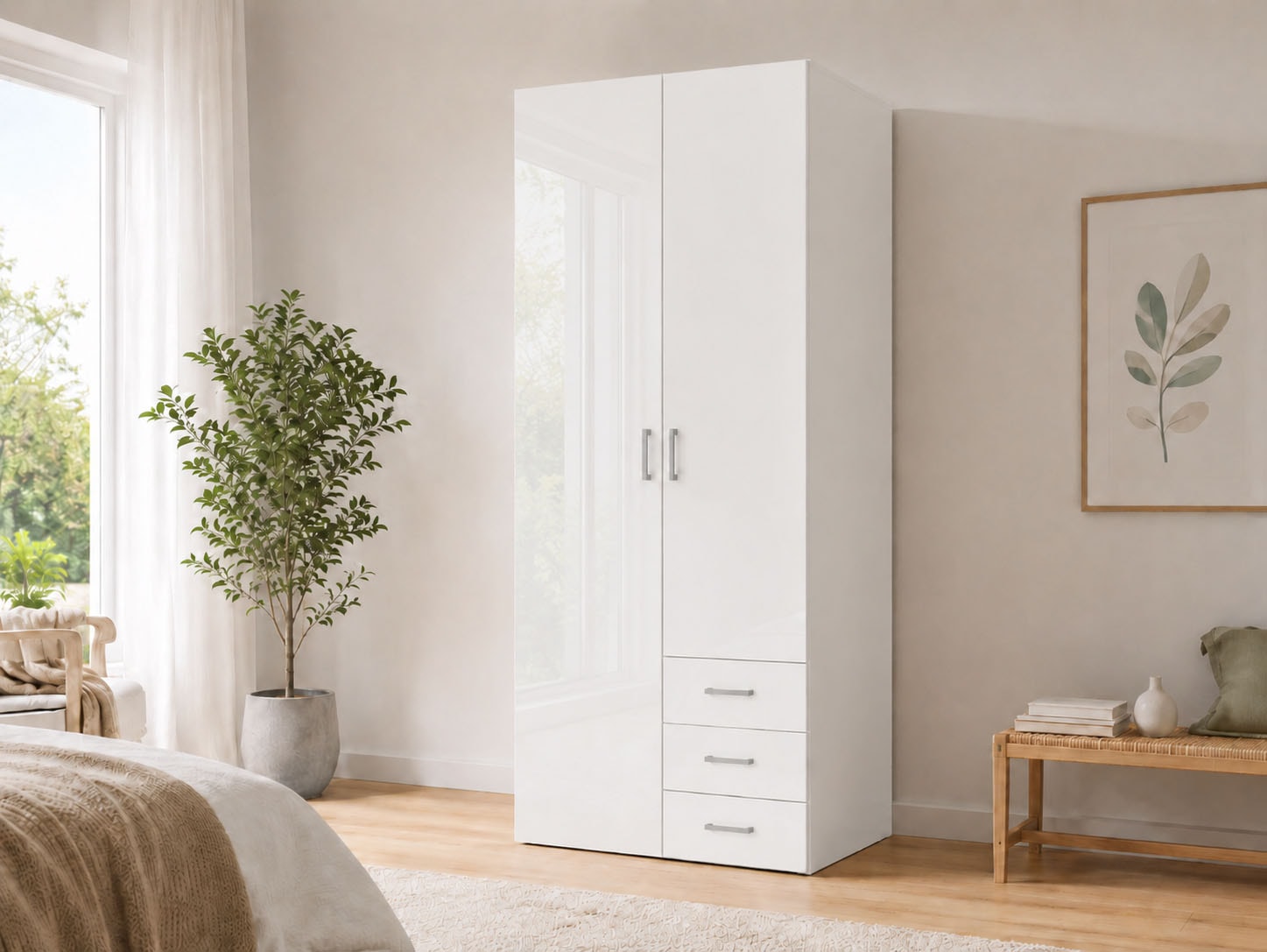 Home affaire Kleiderschrank "Space Drehtürenschrank, Aufbewahrung Kasten Schrank Stauraum" Breite 78, 115,8 oder 154 cm, mit je 3 Schubkästen, innen Einlegeböden