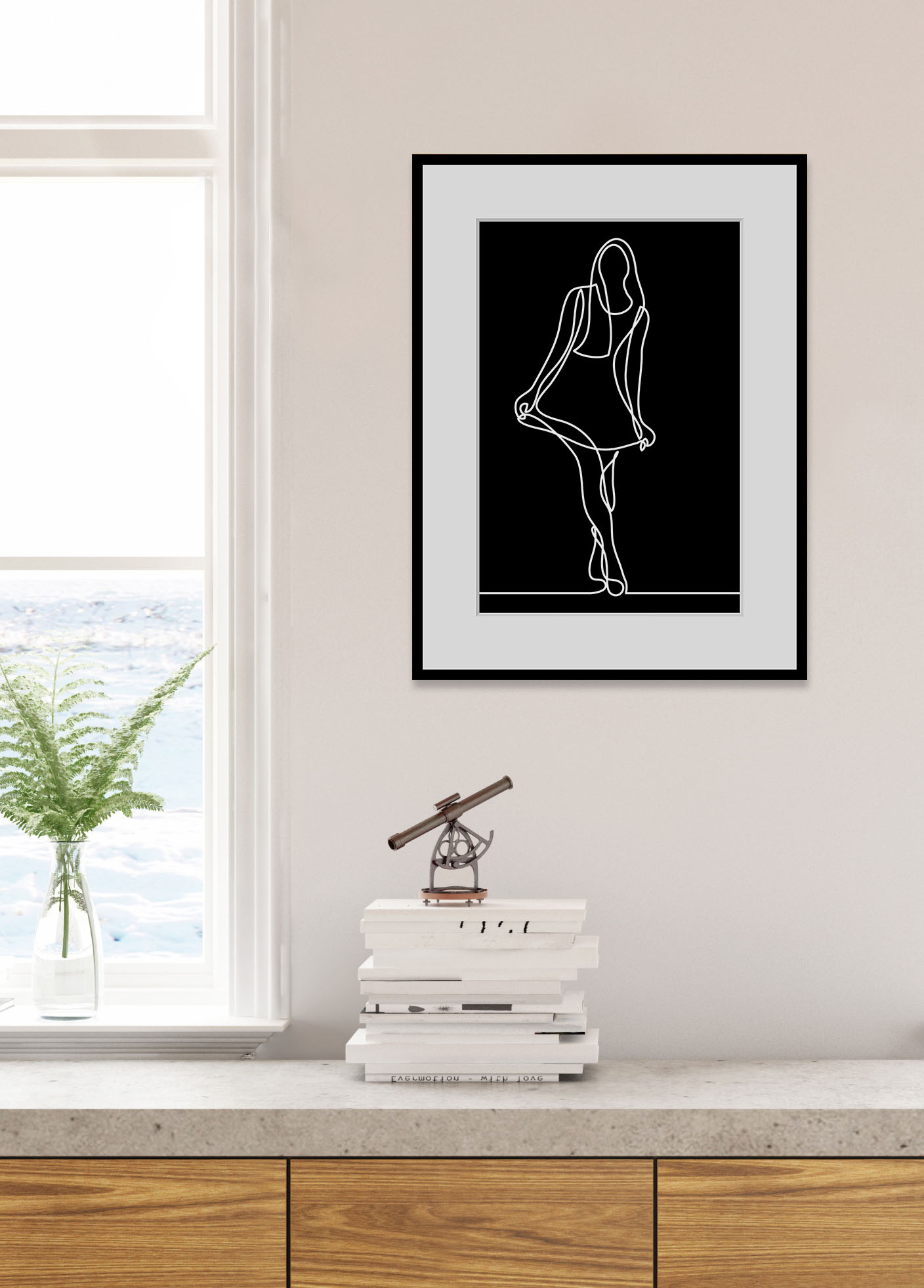 queence Bild "Jolina" Bilder von Frauen Frau Kunst Schwarz-Weiß 1 Stk. tlg. HD Premium Poster-Druck inkl. Holzrahmen