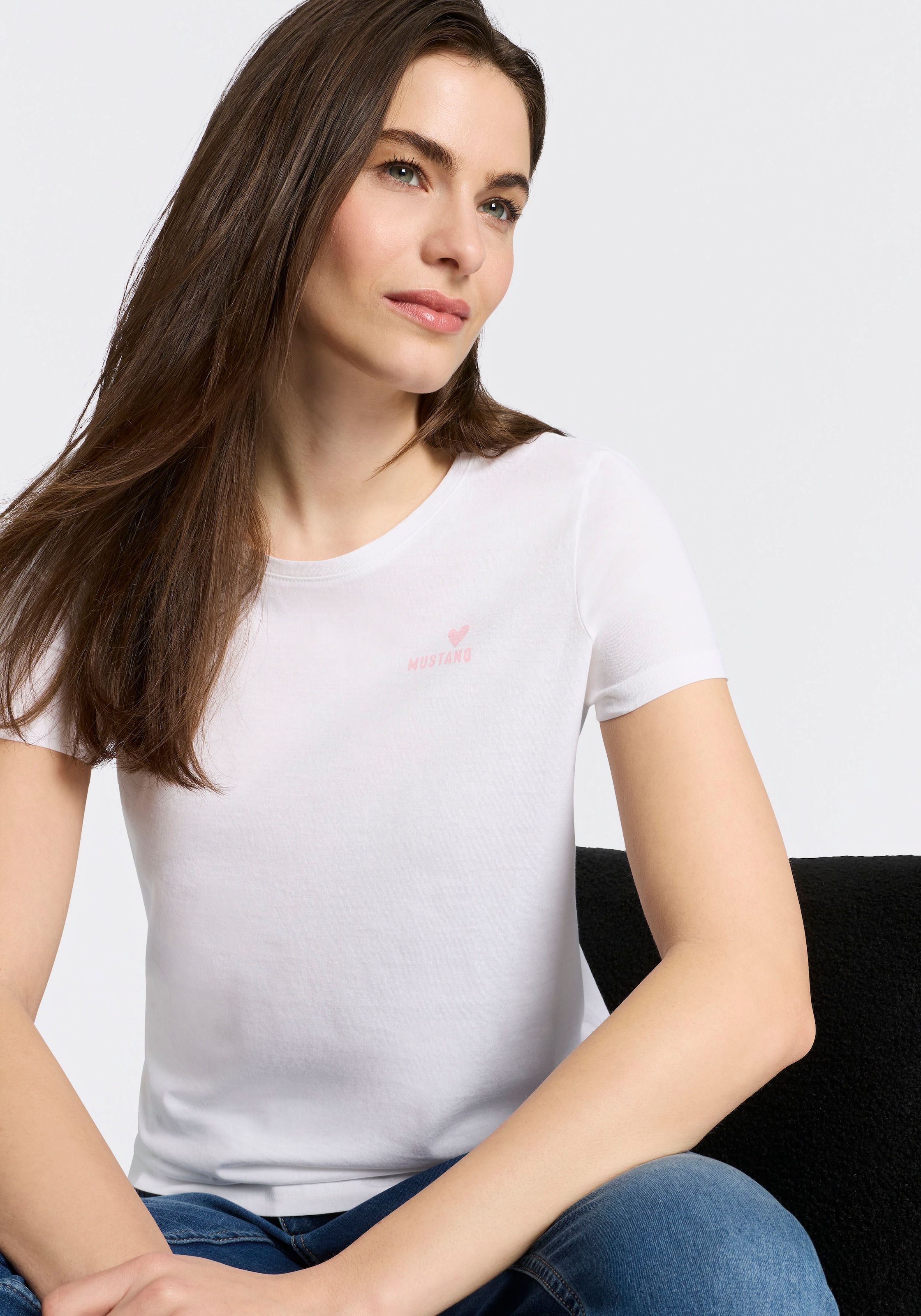 MUSTANG T-Shirt Trageangenehme Baumwollqualität