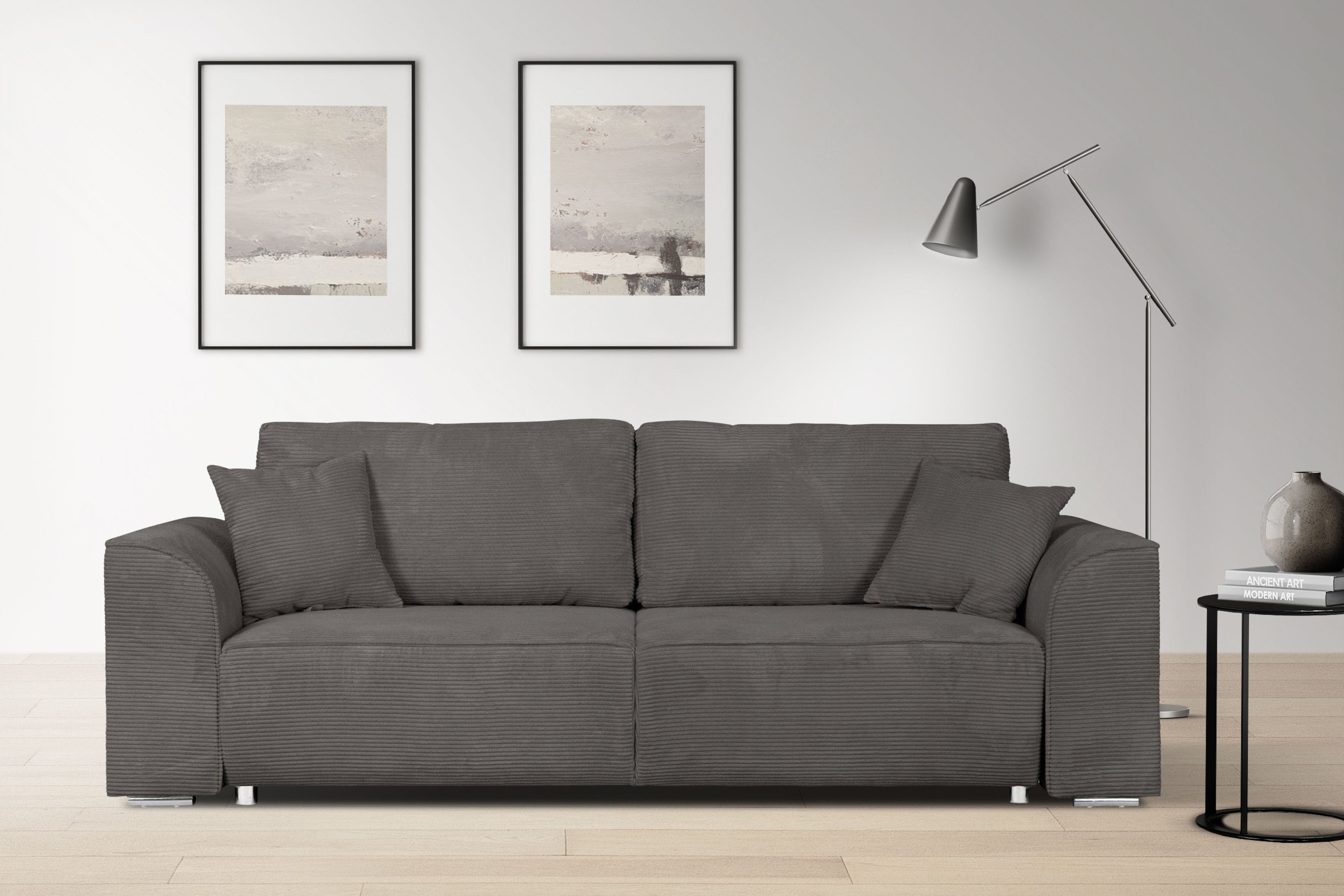 INOSIGN 3-Sitzer "BEATRICE, B: 250 cm - wahlweise mit Bettfunktion" u. Bettkasten, incl. 2 Zierkissen