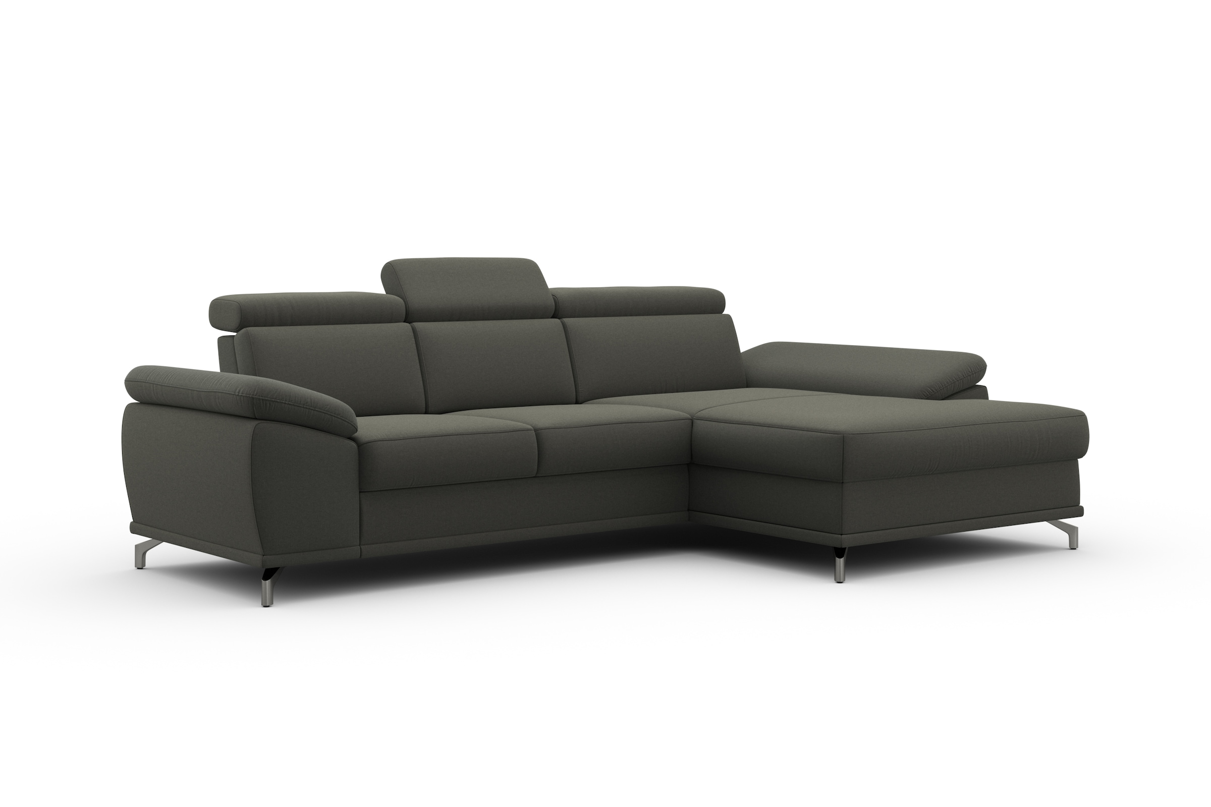 sit&more Ecksofa »Cabrio L-Form, mit Sitztiefenverstellung, Arm- und Kopfteilverstellung«, 2 Nierenkissen, Federkern, optional Bettfunktion und Stauraum