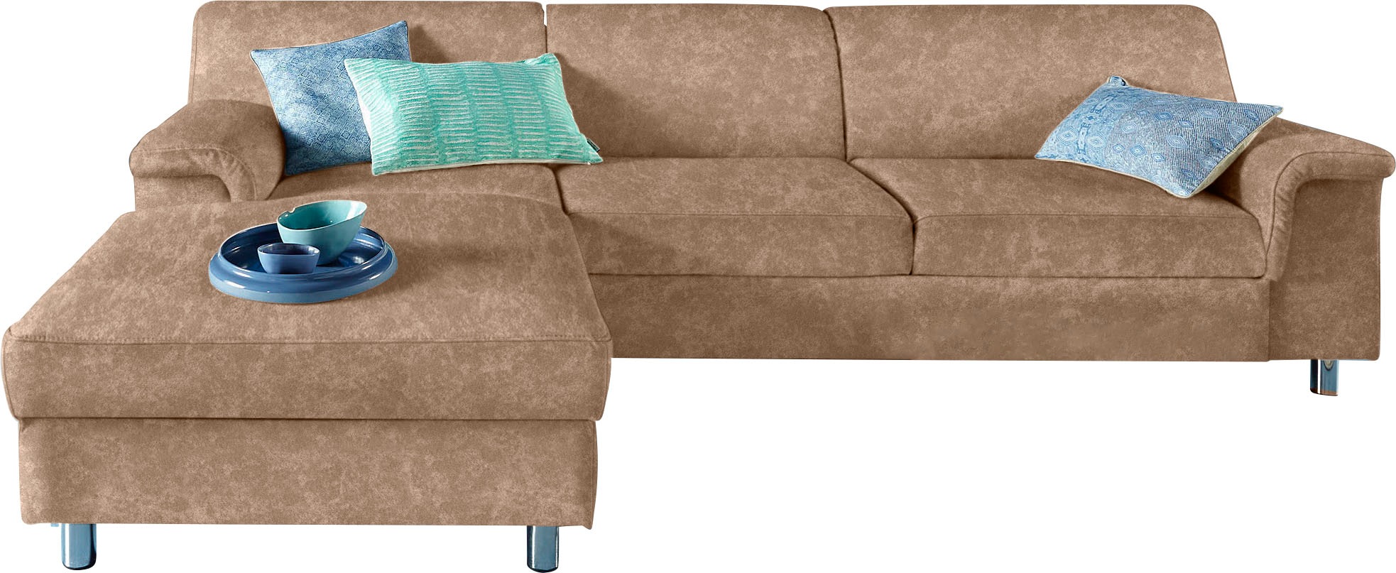 INOSIGN Ecksofa »Jamie, modern und elegant, Fußhöhe 9cm, L-Form,«, wahlweise mit Bettfunktion