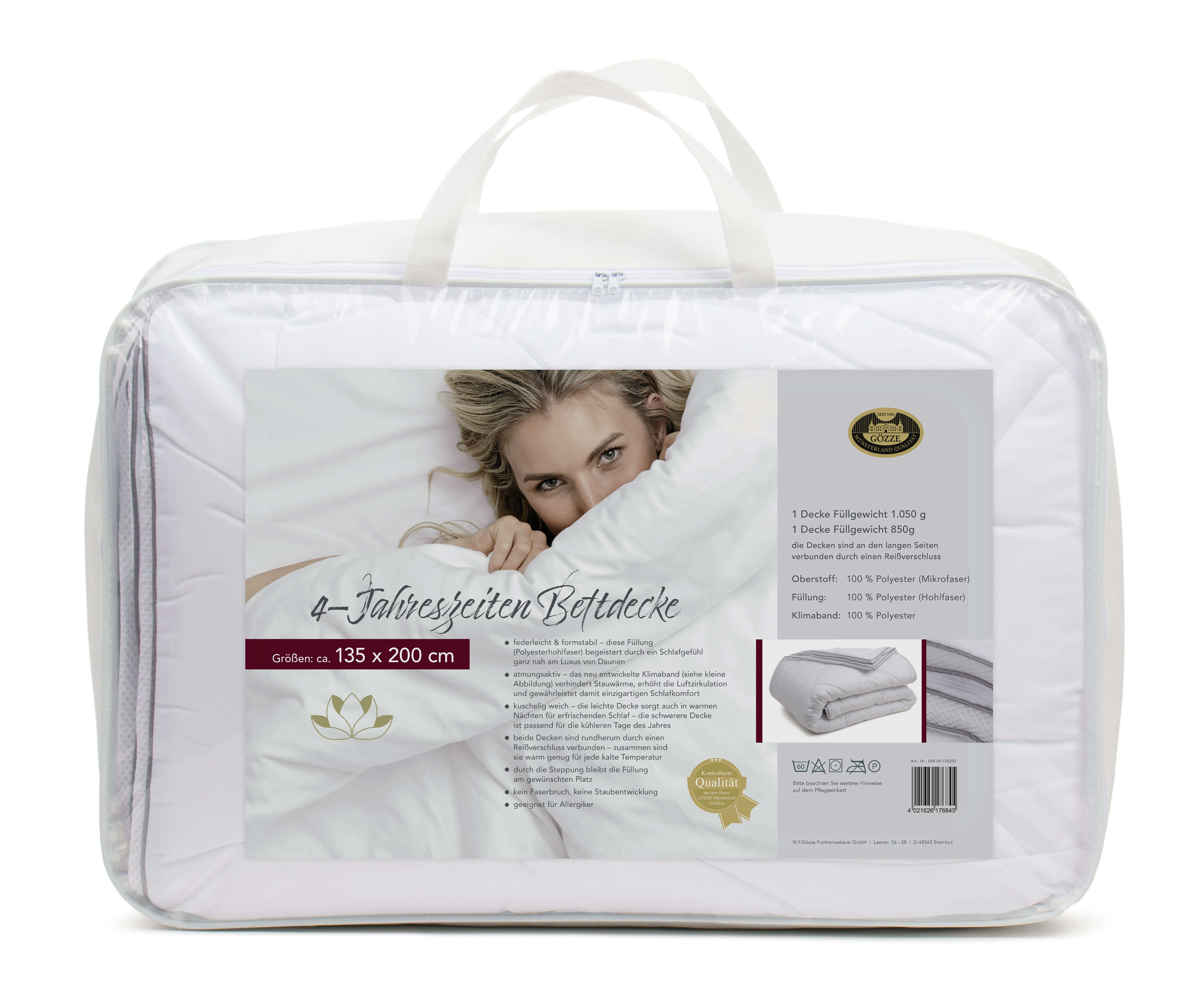 Thumbnail - Gözze Microfaserbettdecke "Silberkante Bettdecke 135x200 & 155x220 cm" 4-Jahreszeiten Füllung Polyester Bezug Polyester ...