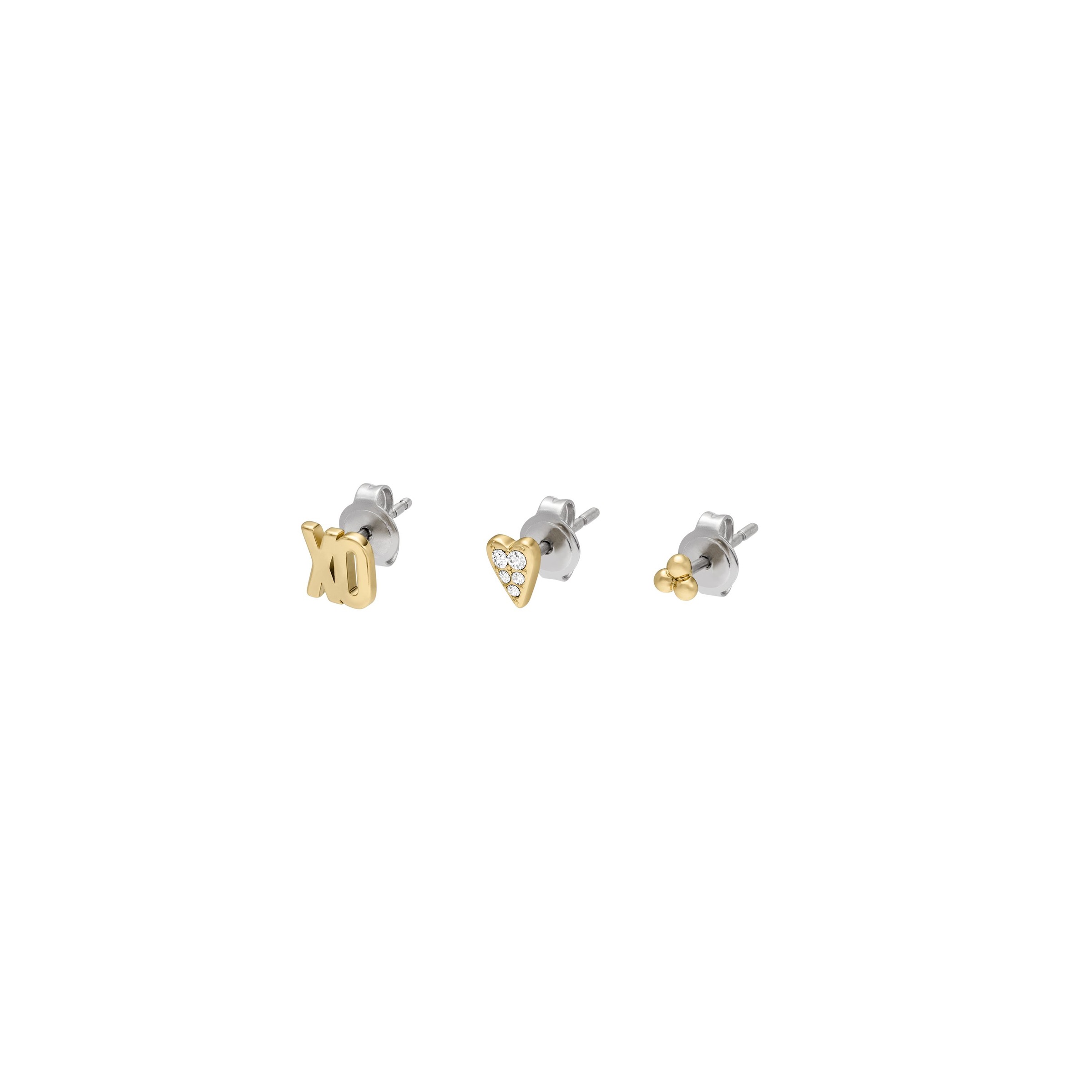 Fossil Ohrstecker-Set »Multipack Schmuck Geschenk Metall JEWELRY Herz XO Trio, JA7277SET«, (Set, 3 tlg.), mit Zirkonia (synth.)