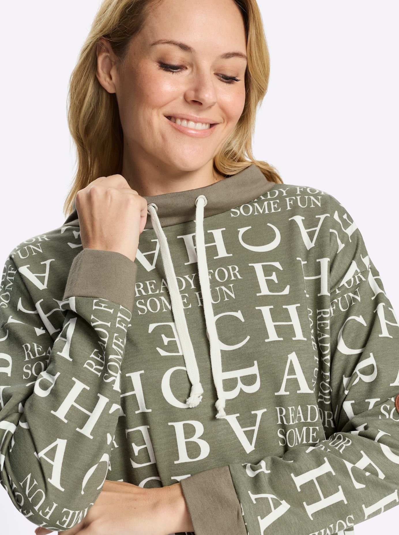 Classic Basics Sweatshirt Femme Khaki/Écru Taille 48 5