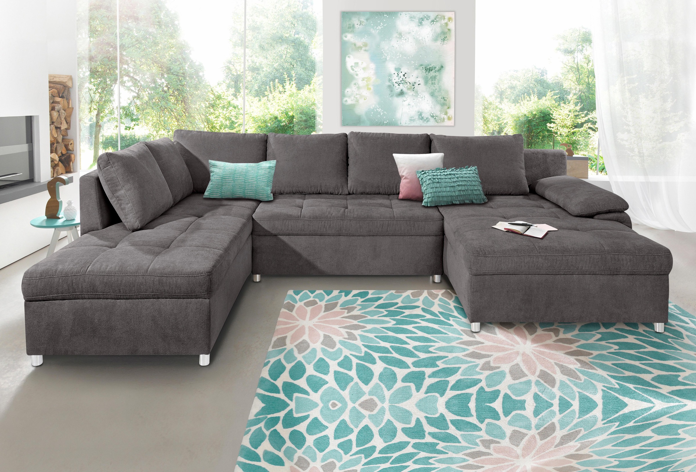 Home affaire Wohnlandschaft "Top Bilbao U-Form" XXL, wahlweise mit Bettfunk günstig online kaufen