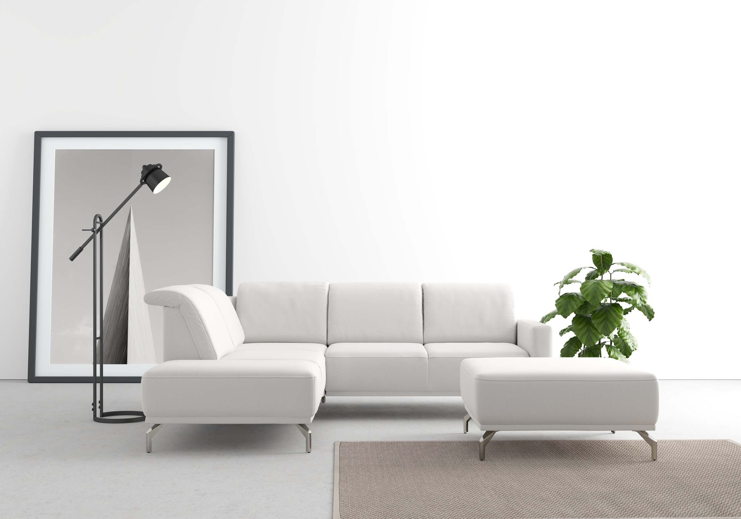 Ecksofa SIT & MORE "Bailando L-Form", silber, B:249cm H:84cm T:205cm, Sofas, Ecksofa, wahlweise mit Kopfteilverstellung und Vorziehsitz, motorisch 4