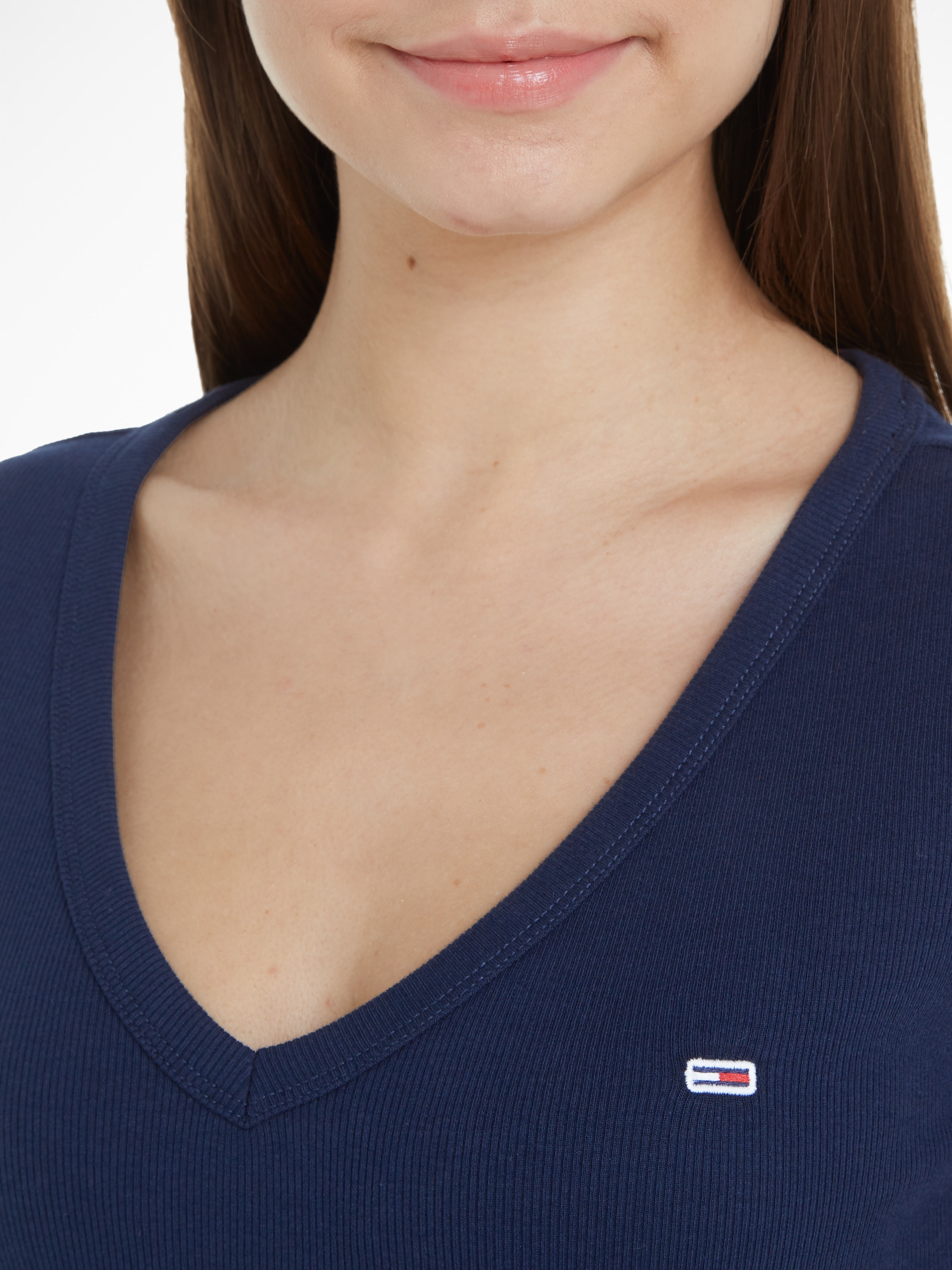 Tommy Jeans T-shirt à Manches Courtes Slim Essential Rib Dark Night Navy M Femme 4