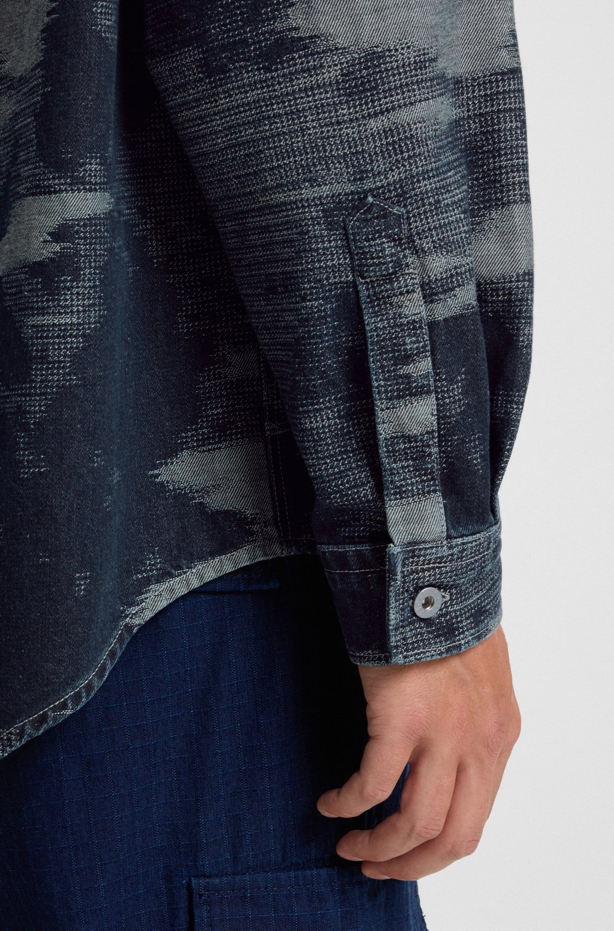 HUGO Blue Langarmhemd »Ebalto«, Kentkragen, oversize fit, Jacquard-Muster