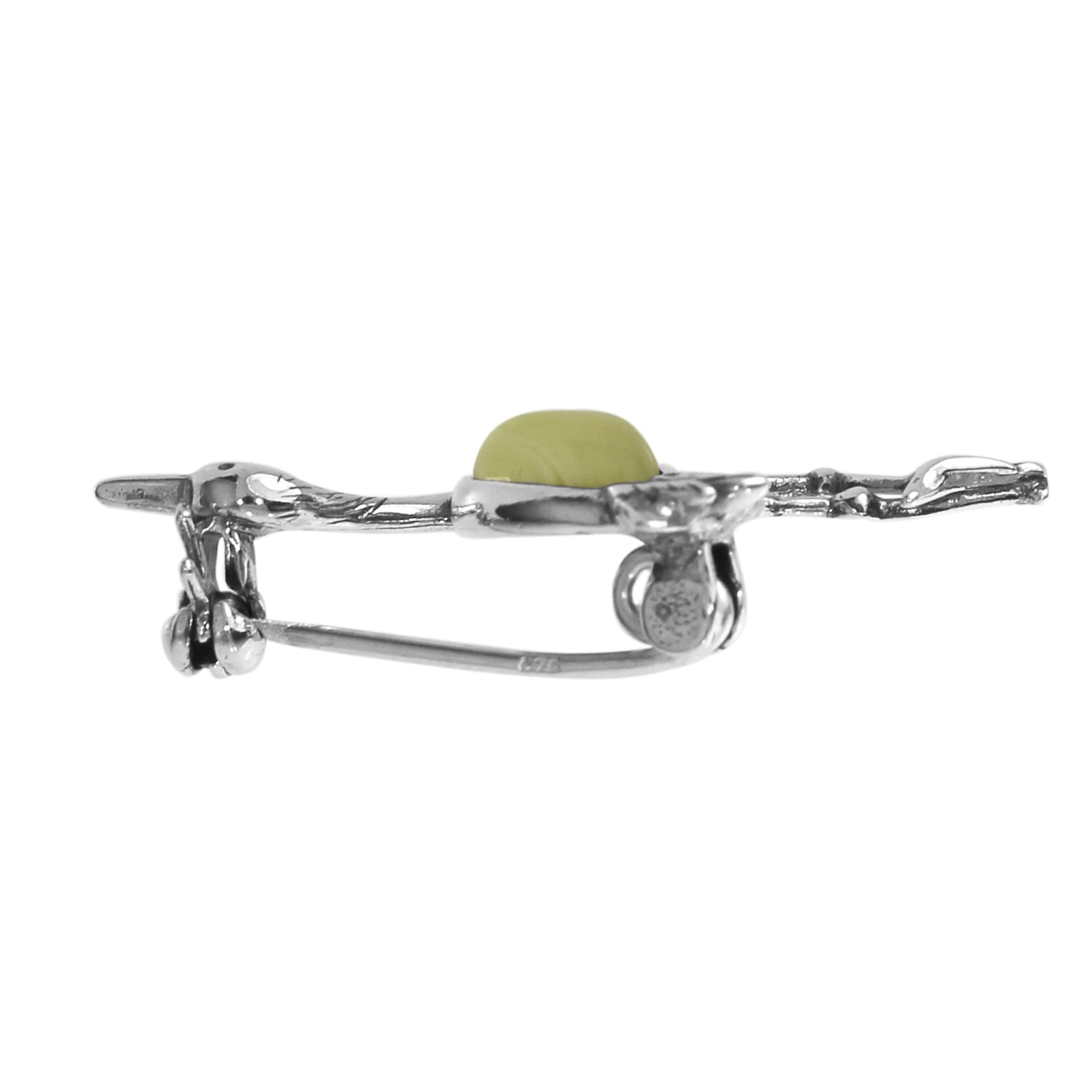 OSTSEE-SCHMUCK Brosche »- Kranich - Silber 925/000 - Bernstein«