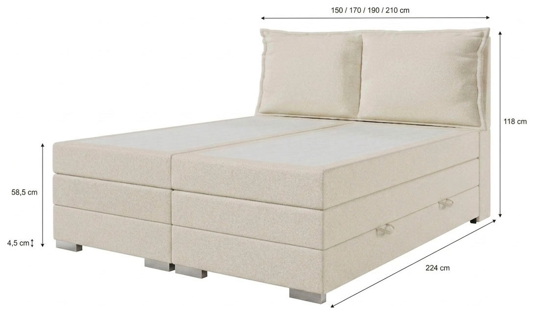 FORTE Boxspringbett »Pillows« in verschiedenen Farben erhältlich