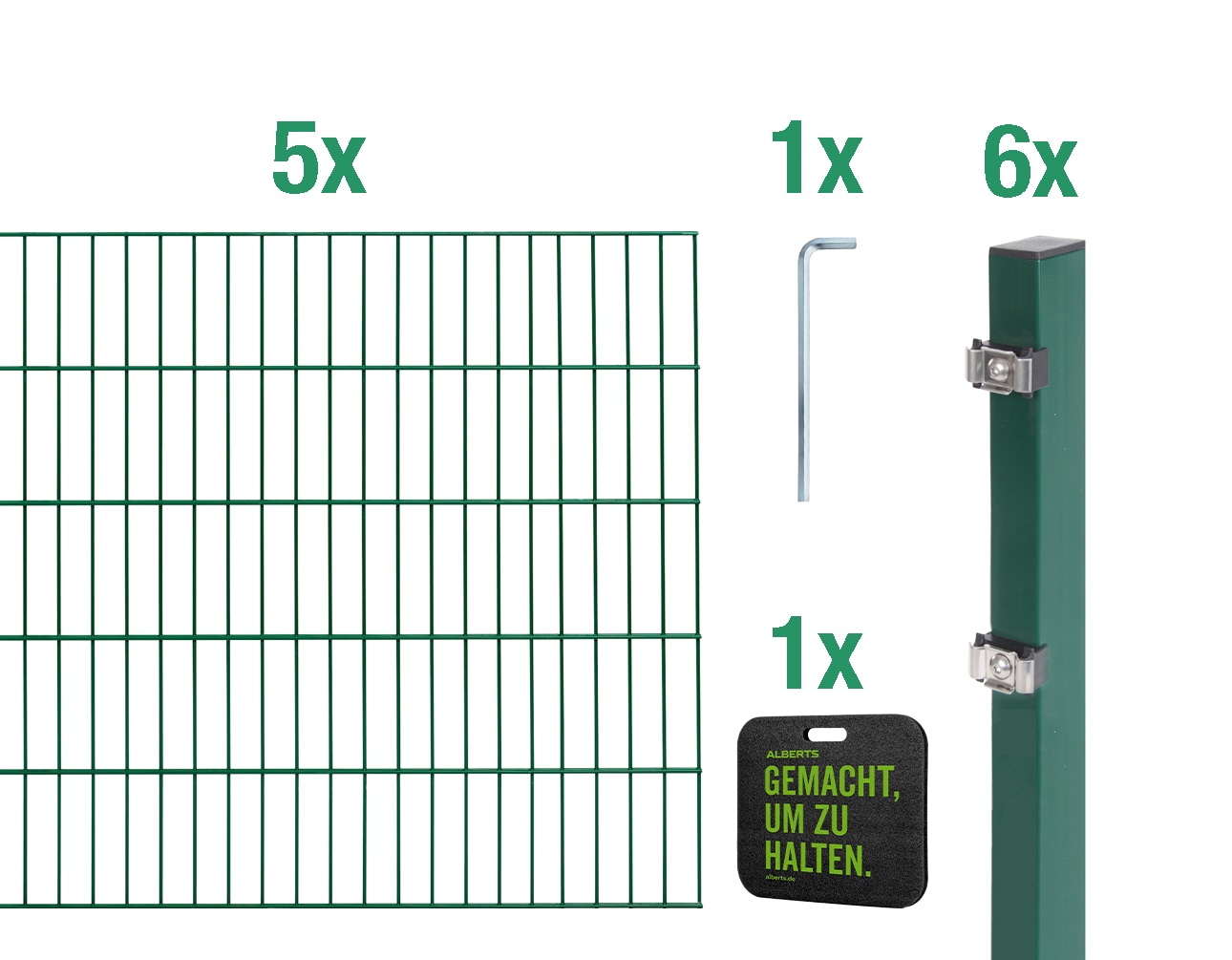 Alberts Doppelstabmattenzaun "Grundset" Höhe: 80-200 cm, Gesamtlänge: 4-30 m, zum Einbetonieren