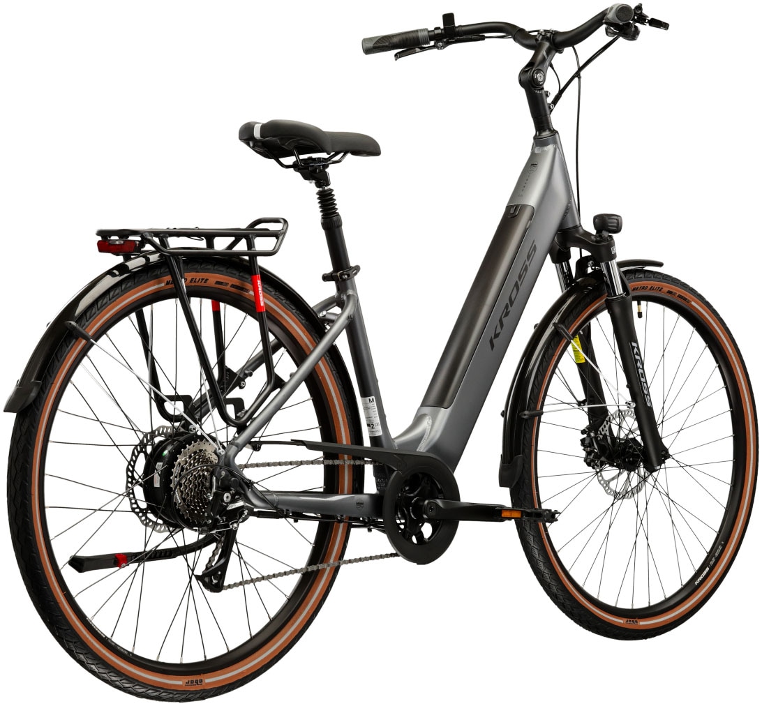 Kross E-Bike »E-Trekkingbike Damen Trans Hybrid 1.0 28" grau 8 Gänge«, 8 Gang, Shimano, ACERA M3020, Heckmotor 250 W