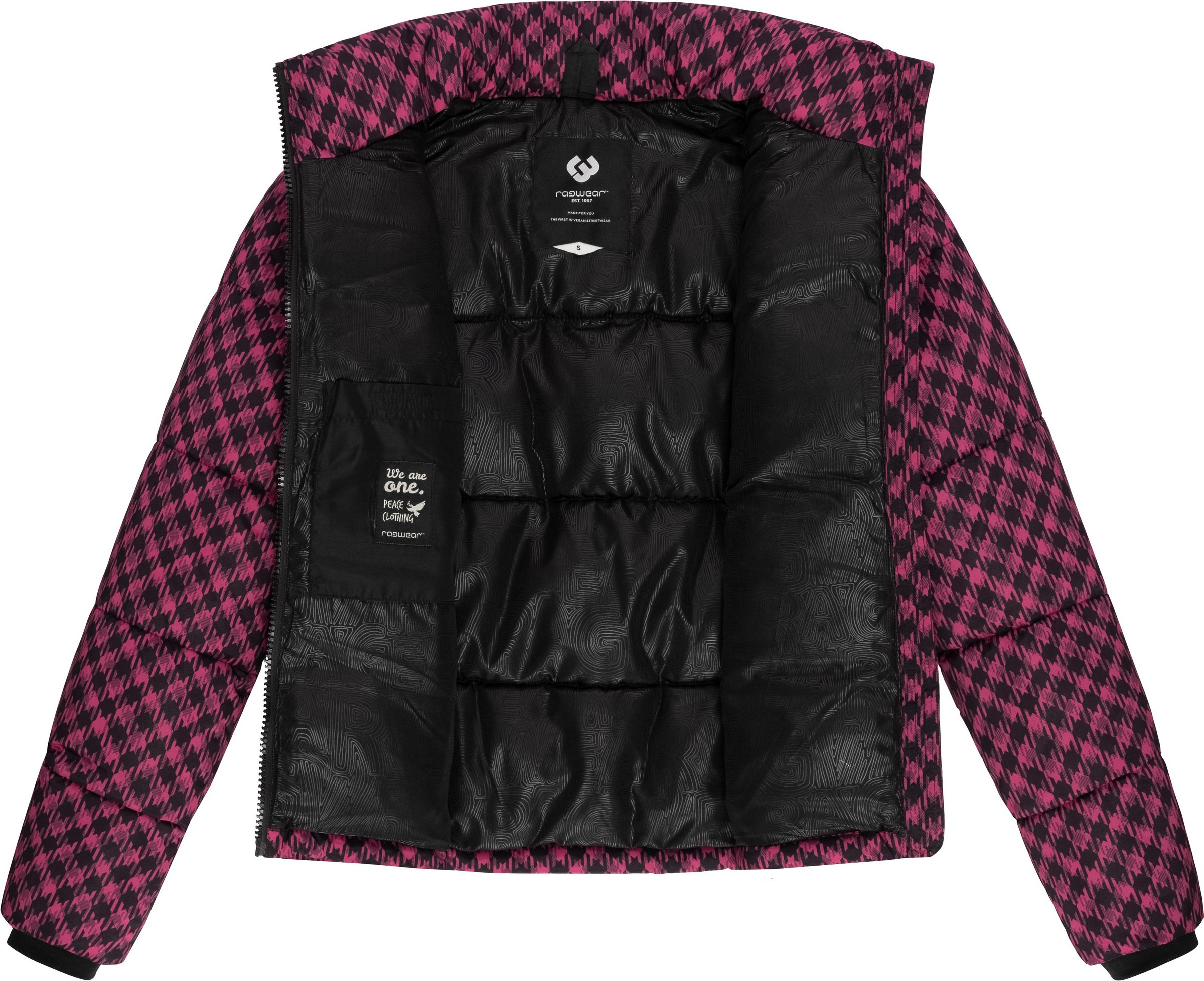 Ragwear Winterjacke »Serah Print«, ohne Kapuze, wasserdichte Winter Steppjacke mit Hahnentritt Muster
