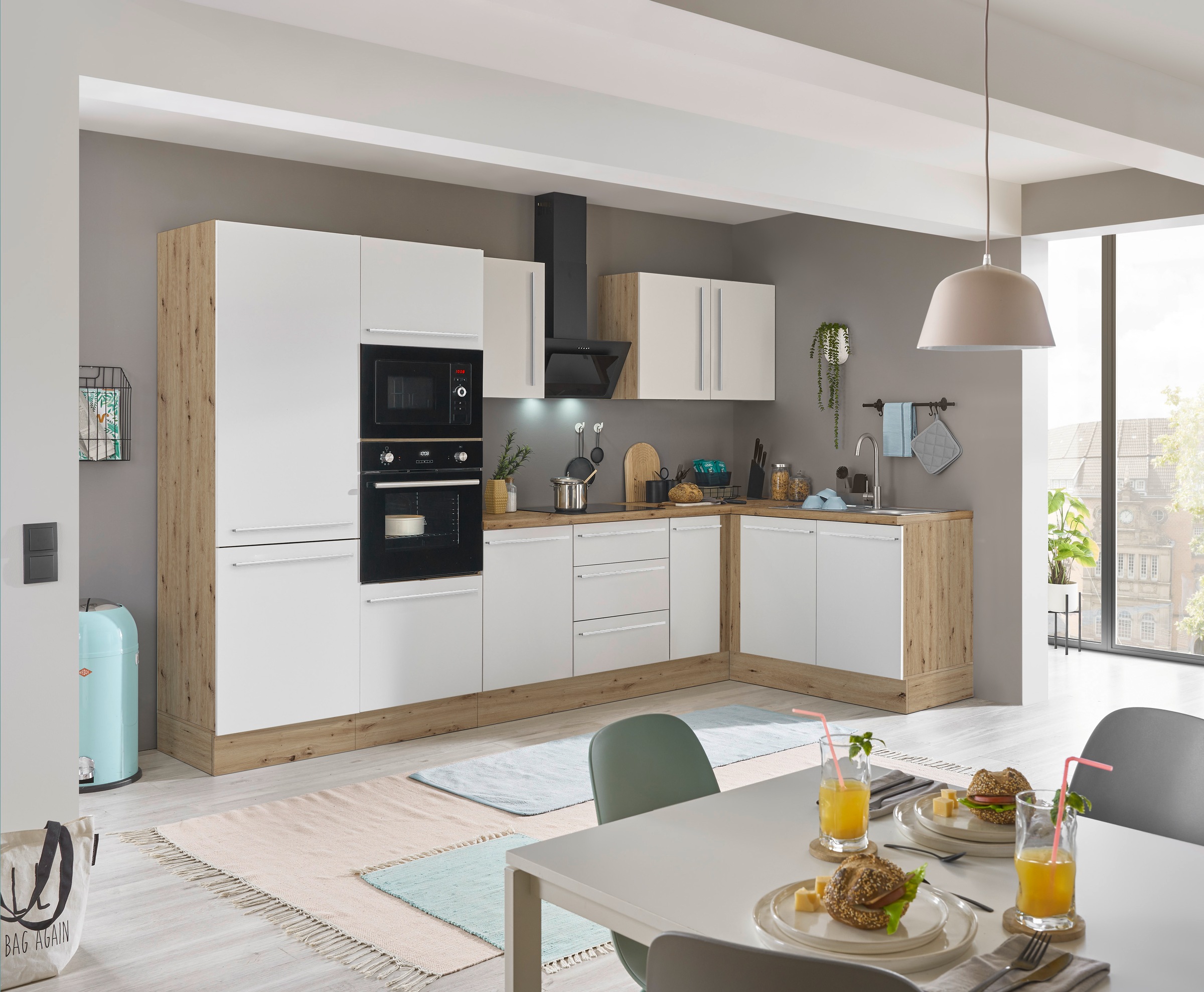 KOCHSTATION Winkelküche »Florida, Stellbreite 330x165 cm«, wahlweise mit E-Geräten, mit Softclose für Türen und Schubkästen