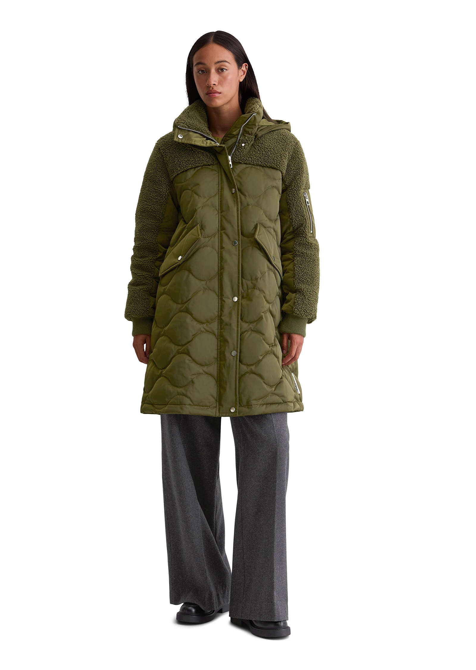 Marc O'Polo Daunenjacke »mit lässigen Teddyplüsch-Details« mit Kapuze