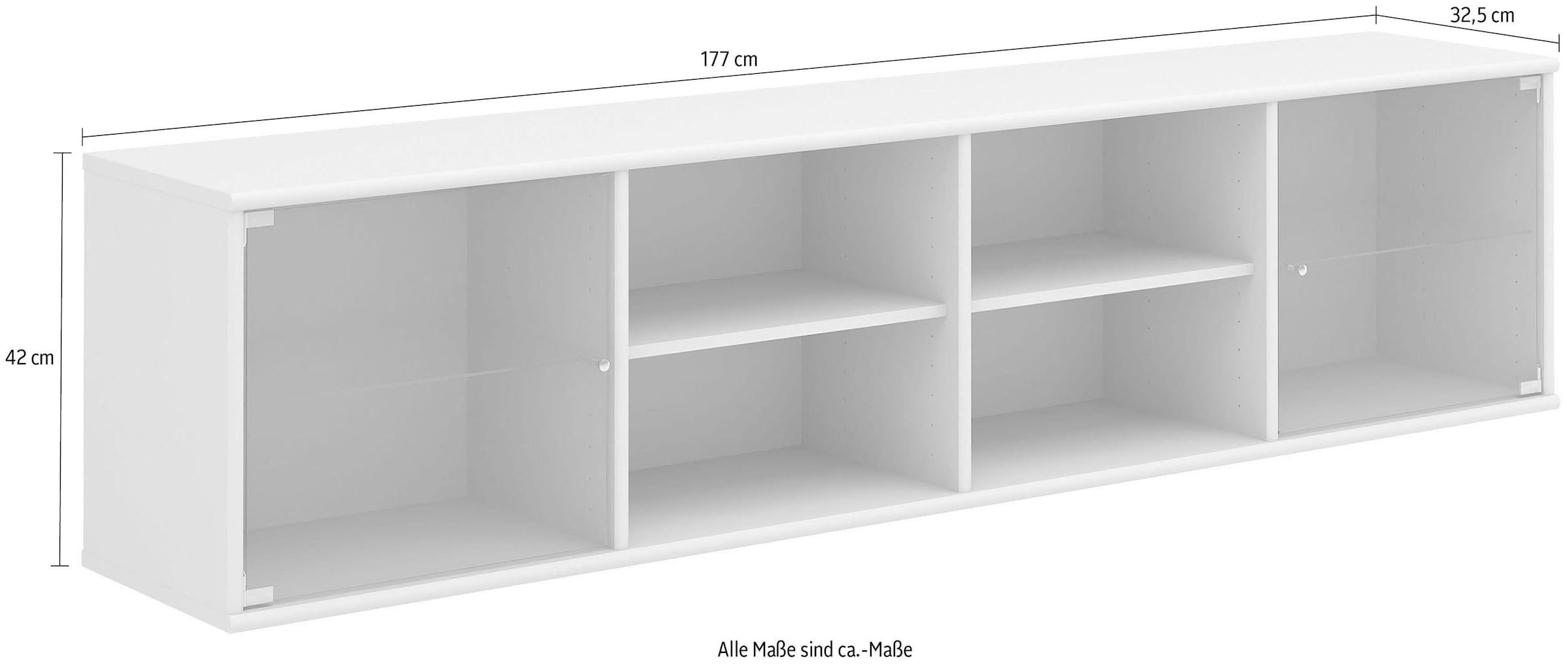 Hammel Furniture Regal »Mistral, Hochwertig Lowboard, hängend/stehend  montierbar«, mit zwei Glastüren, B: 177 cm, lowboard, anpassungsbar  Designmöbel | BAUR