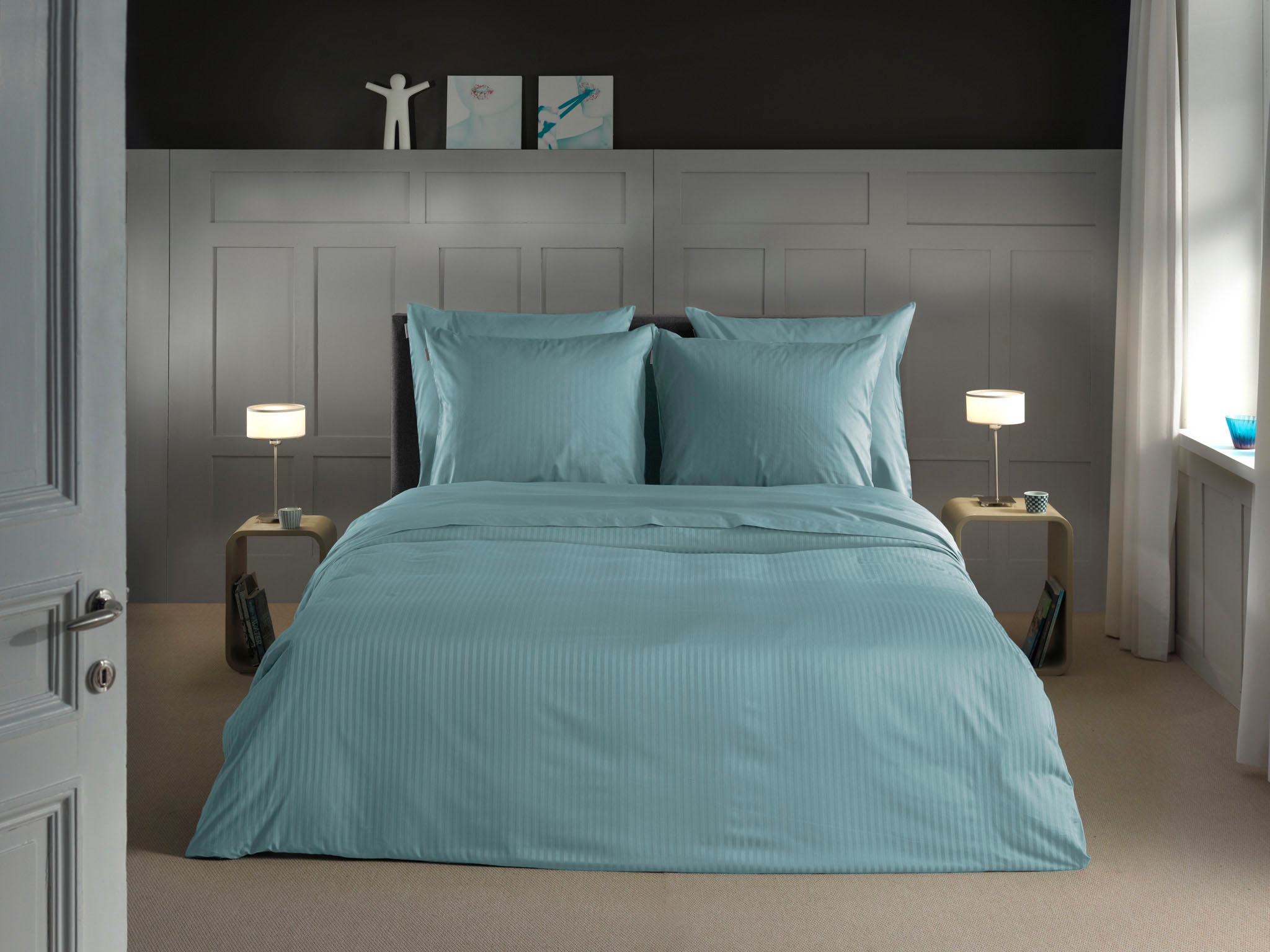 Heckett & Lane Bettwäsche "Banda" 2 hochwertiges Mako-Satin, Streifen Satin günstig online kaufen