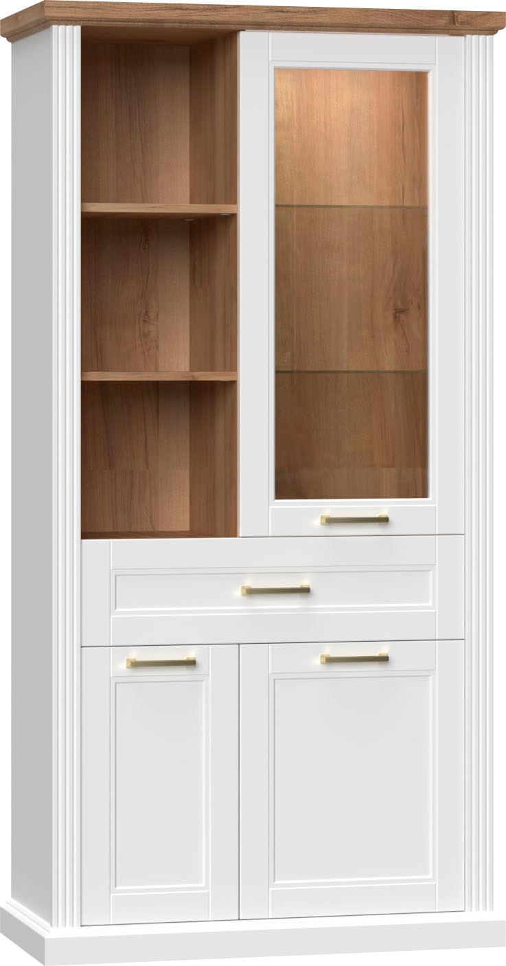 OTTO home Vitrine "Tara" (H/B/T): 200/101/48cm, lackiert mit wasserbasiertem UV-Lack, Soft-Close-Funktion