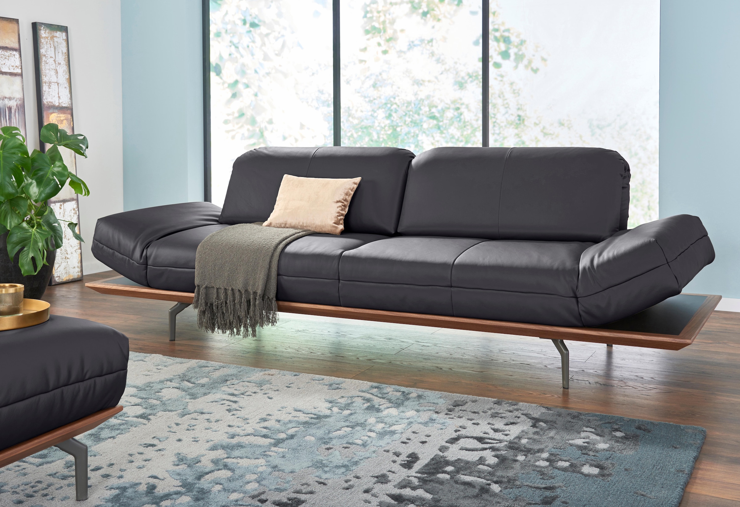 hülsta sofa 4-Sitzer »hs.420«, in 2 Qualitäten, Holzrahmen in Eiche Natur oder Nußbaum, Breite 252 cm