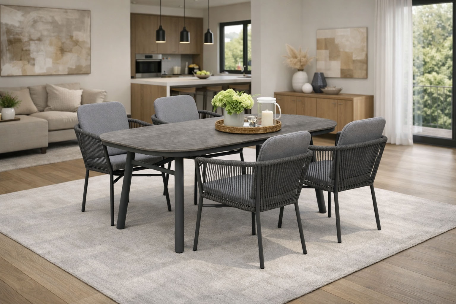 Destiny Garten-Essgruppe »LIMONE SAN MARINO« Set, 5 tlg. Essgruppe 4 Se + Tisch OV 180x90cm anth.