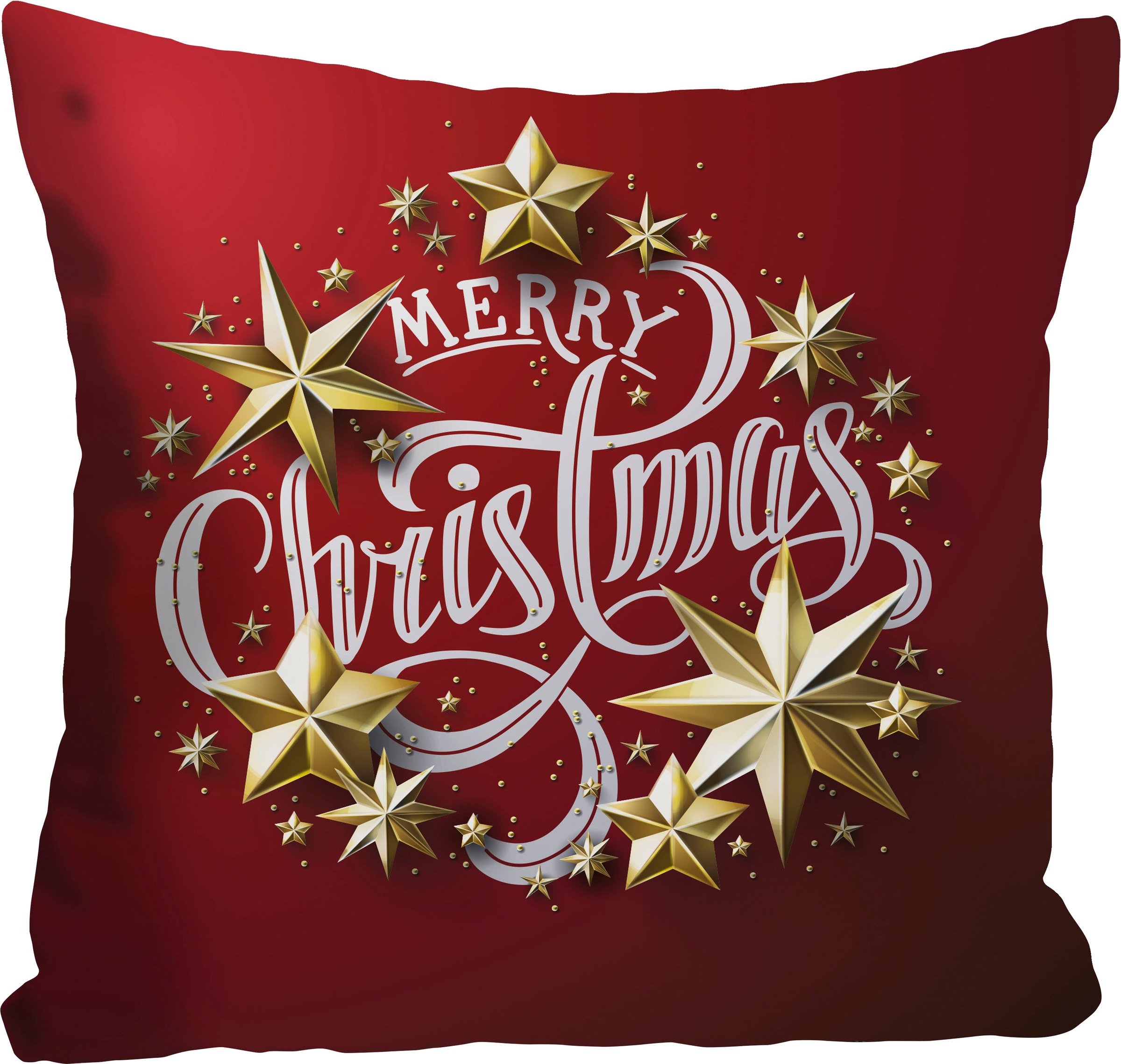 queence Dekokissen »Stars«, Kissenhülle,Merry Christmas,Rot,Weihnachten,Festlich,Spruch
