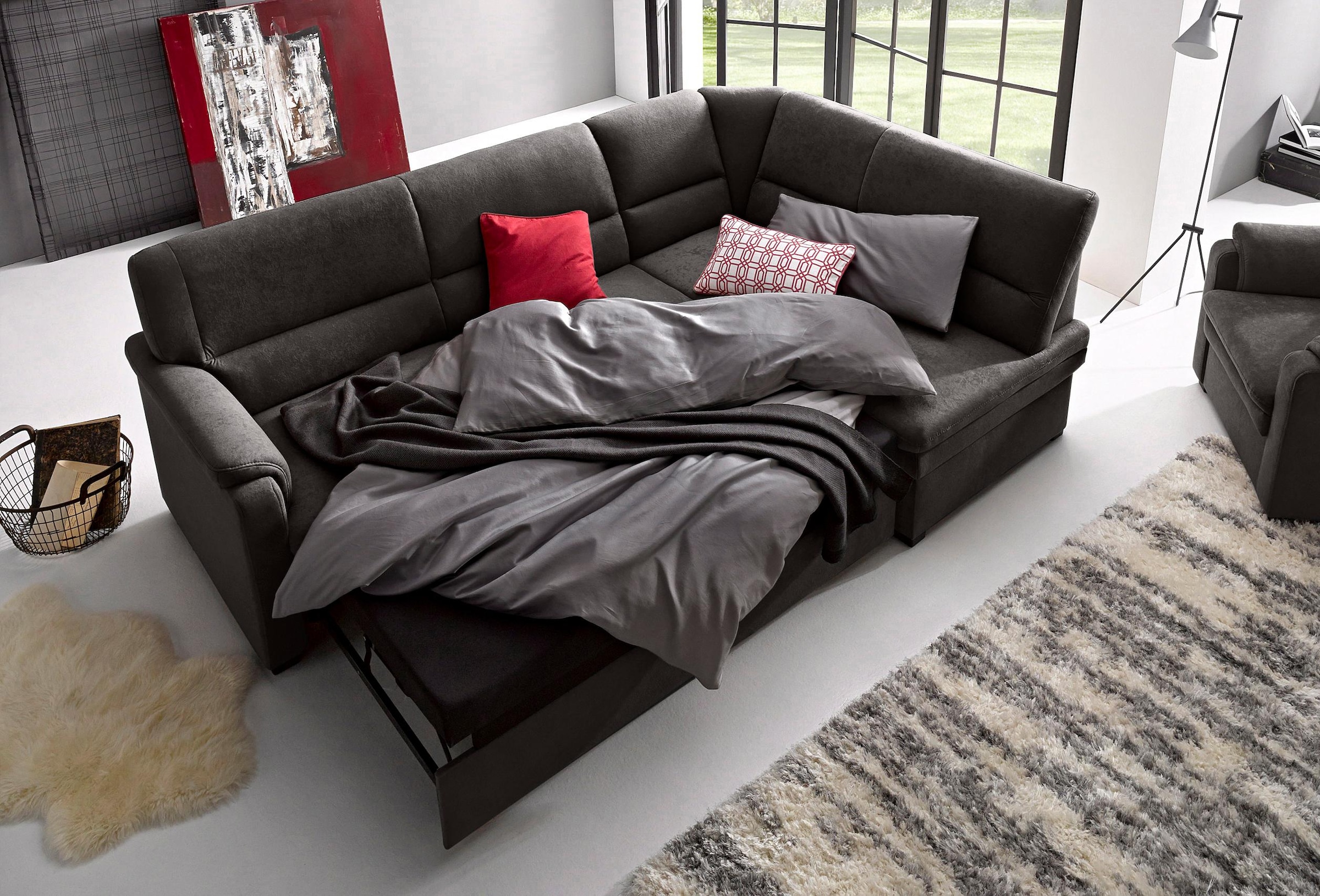 sit&more Ecksofa "Pisa L-Form" mit Federkern, wahlweise mit Schlaffunktion