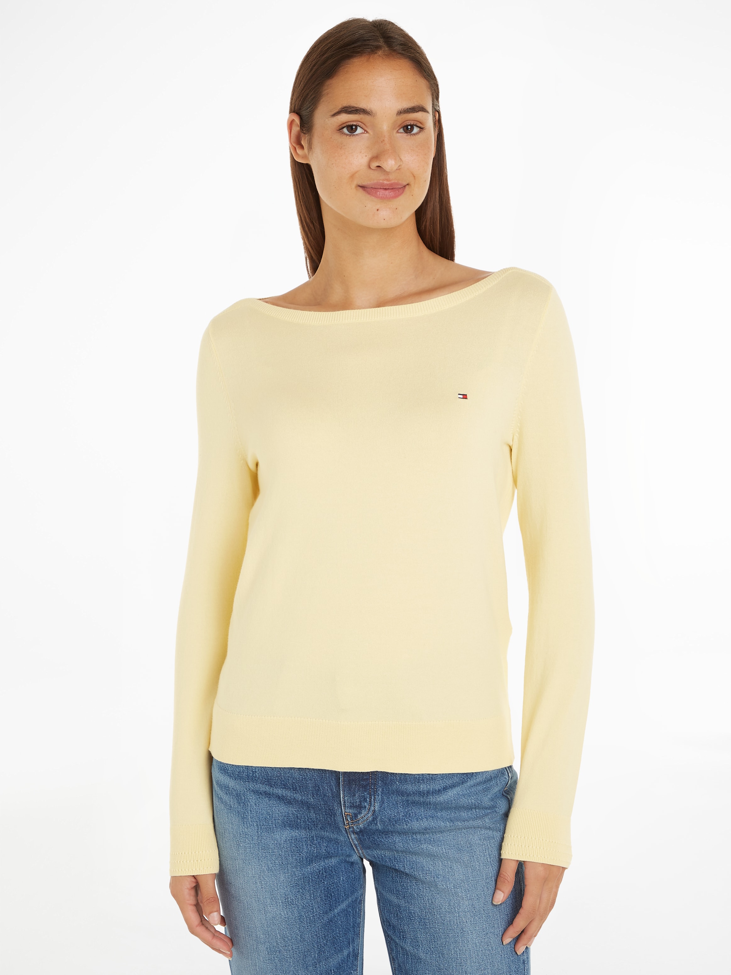 Tommy Hilfiger Strickpullover "CO JERSEY STITCH BOAT-NK SWEATER", mit Tommy günstig online kaufen