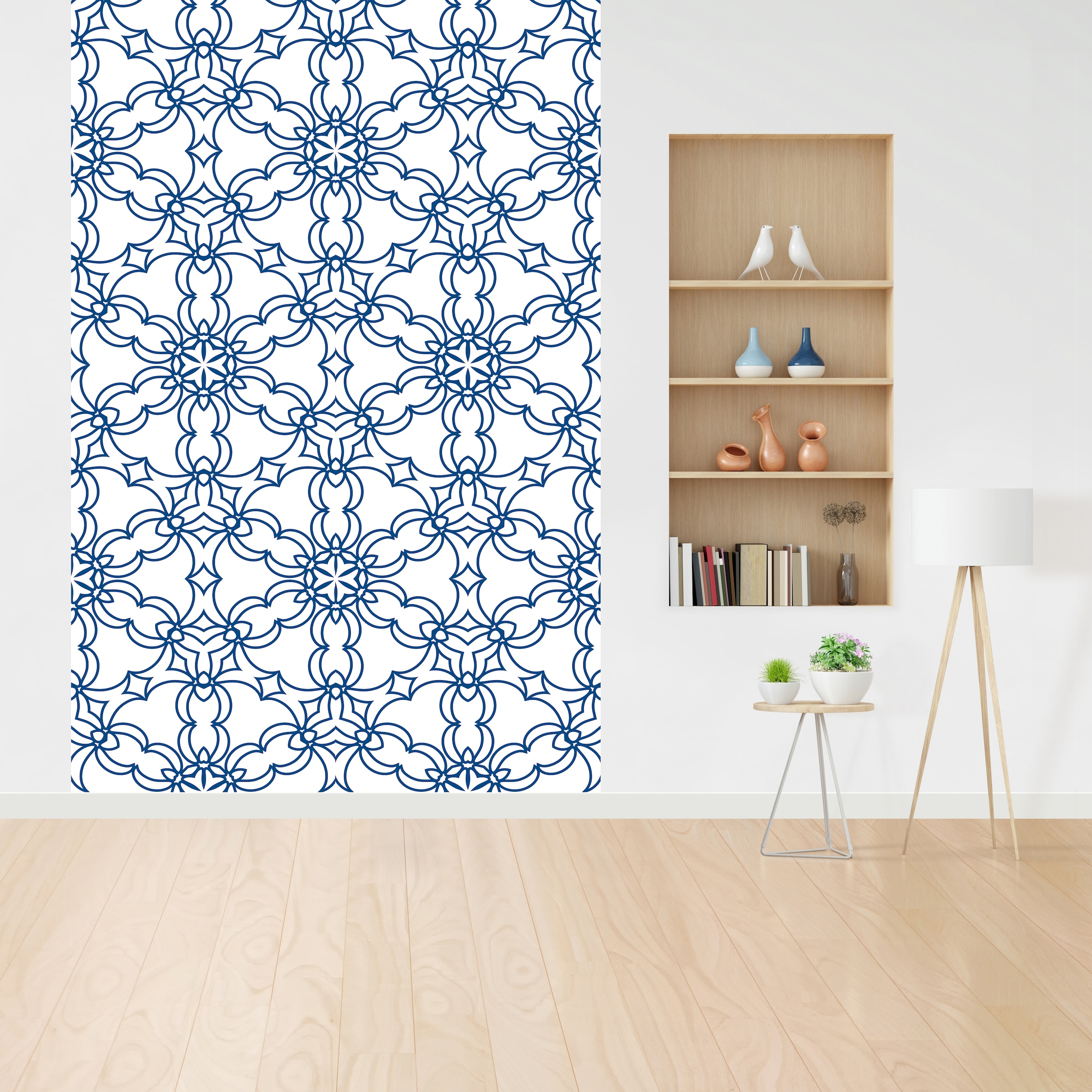 queence Vinyltapete »Muster-Blau« 3D-Optik | Motiv | bedruckt | clean glatt 90x250cm, selbstklebend, kinderleichte Anbringung, , Sticker