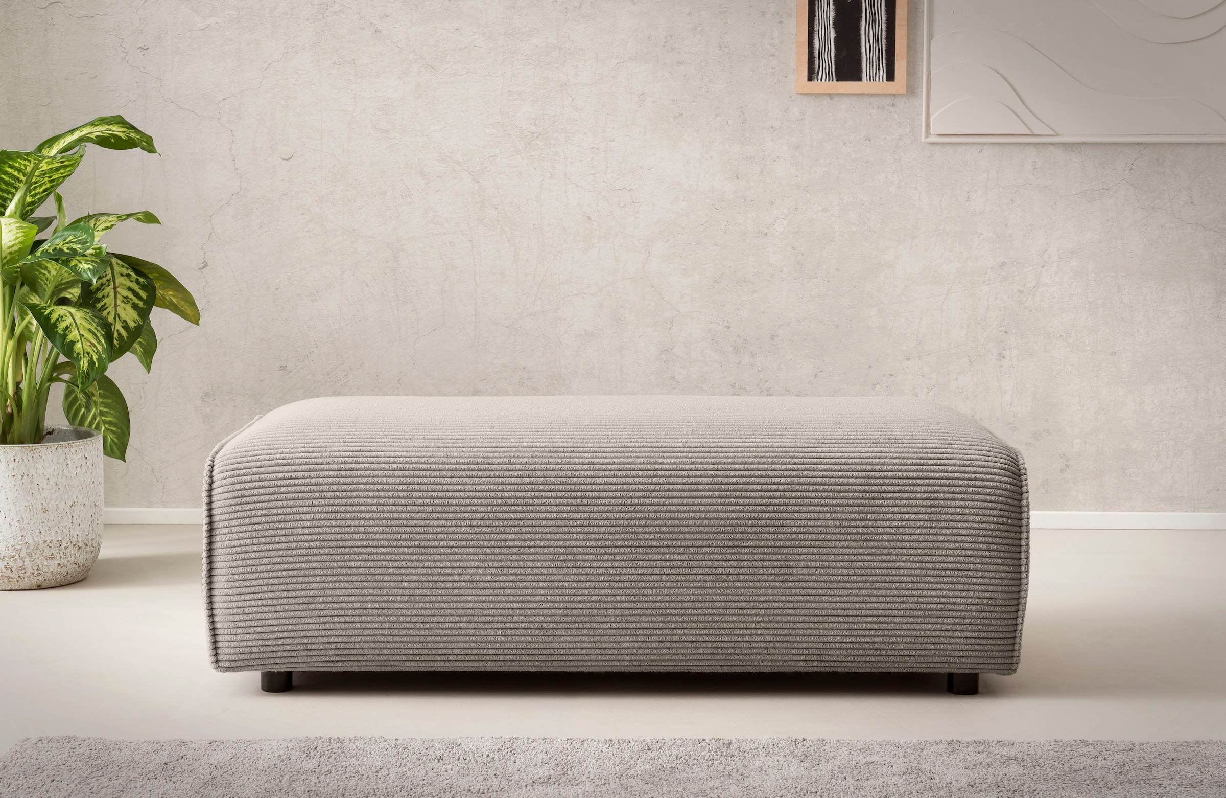 LeGer Home by Lena Gercke Hocker "PIARA, Polsterhocker mit Kedernaht in Cor günstig online kaufen