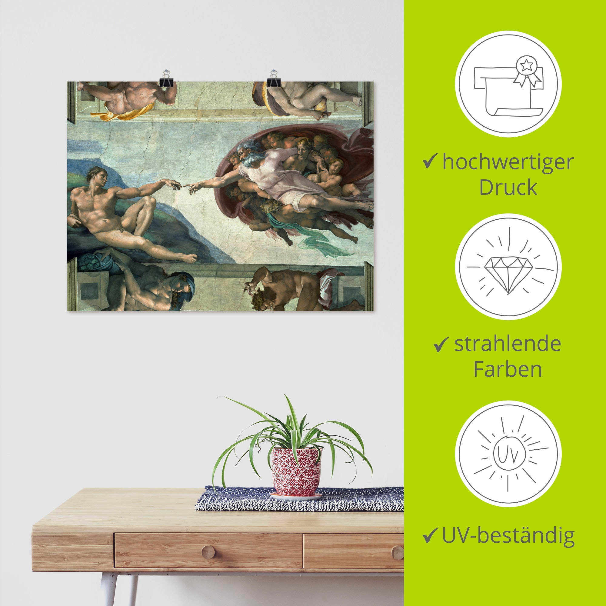 Artland Wandbild »Die Erschaffung des Adam«, Religion, (1 St.), als Leinwandbild, Poster, Wandaufkleber in verschied. Größen