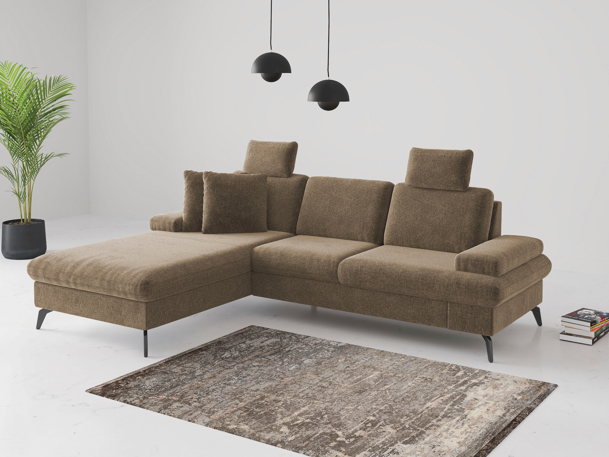sit&more Ecksofa »Morris Jubi L-Form«, inkl. Armteilfunktion und 1 Zierkissen, wahlweise mit Bettfunktion