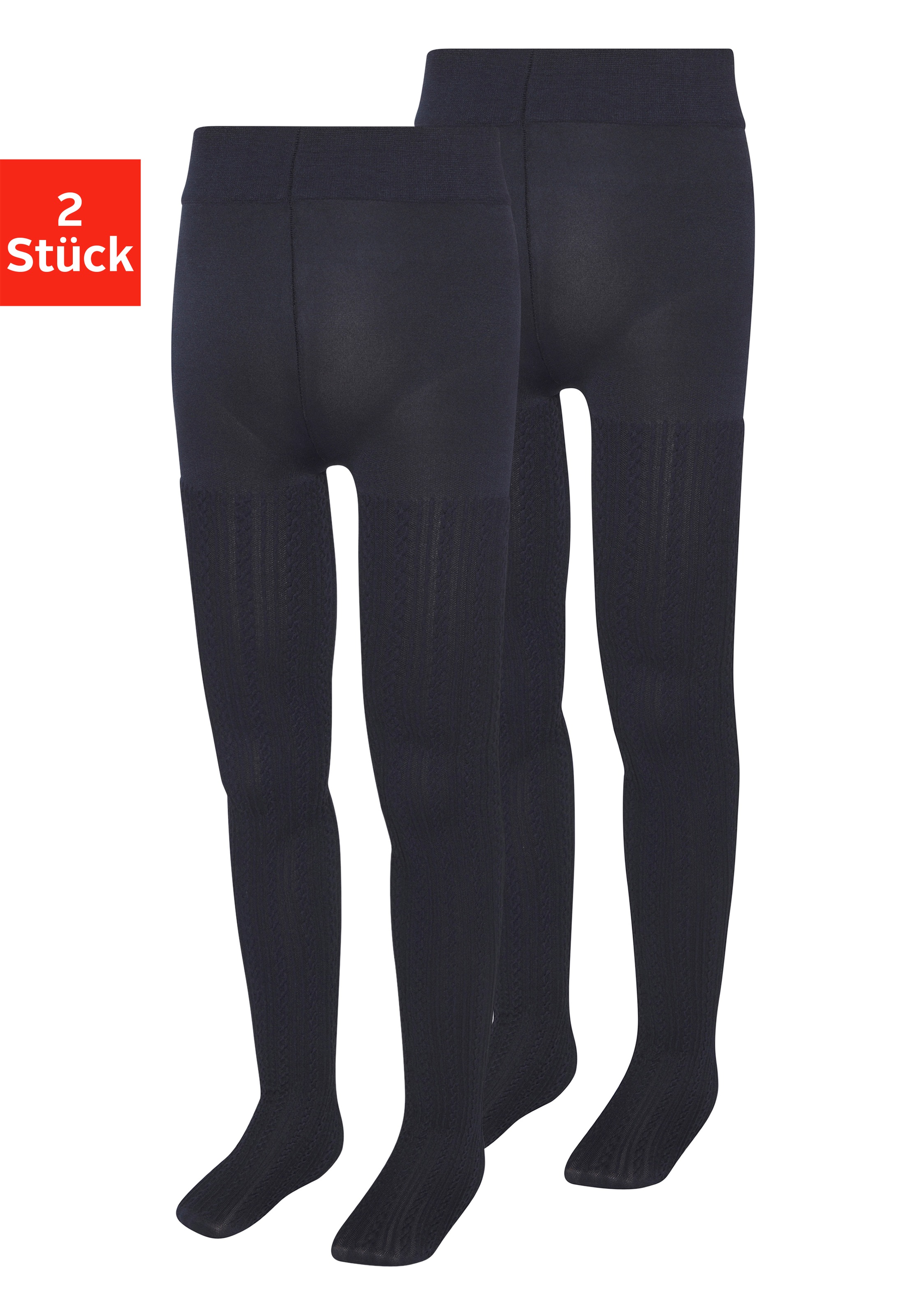 H.I.S Mädchen Feinstrumpfhose, Gr. 1042x marine, Obermaterial: 93% Polyamid, 7% Elasthan, Zopfmuster, unifarben, Strumpfhosen, mit Zopfmuster