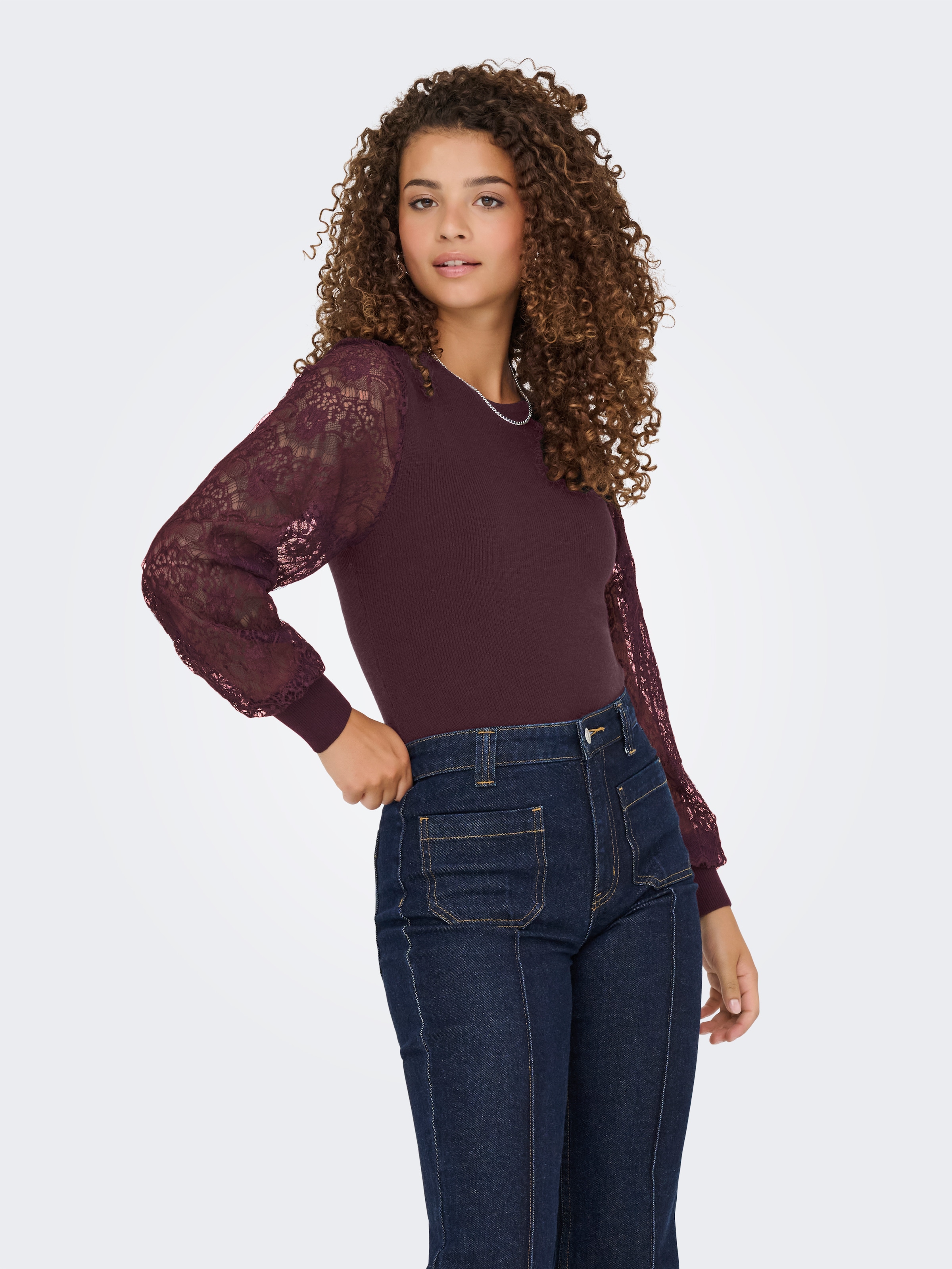 ONLY Rundhalspullover "ONLPERRY LIFE LS MIX O-NECK KNT" günstig online kaufen