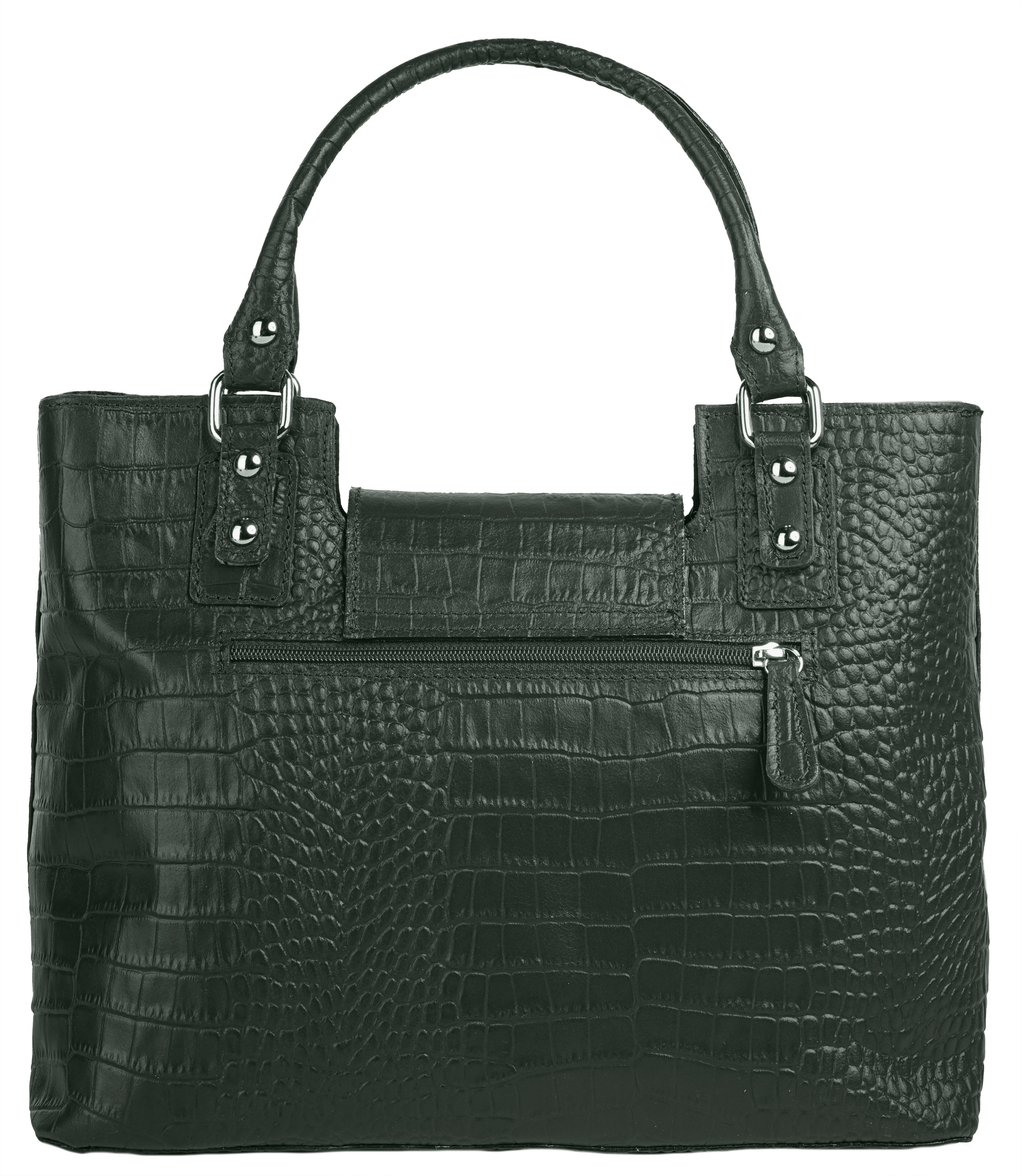 Henkeltasche CLUTY, Damen, Gr. B/H/T: 30cm x 20cm x 6cm onesize, grün (dunkelgrün), Leder, Reptilienprägung, Taschen, echt Leder, Made in Italy 3