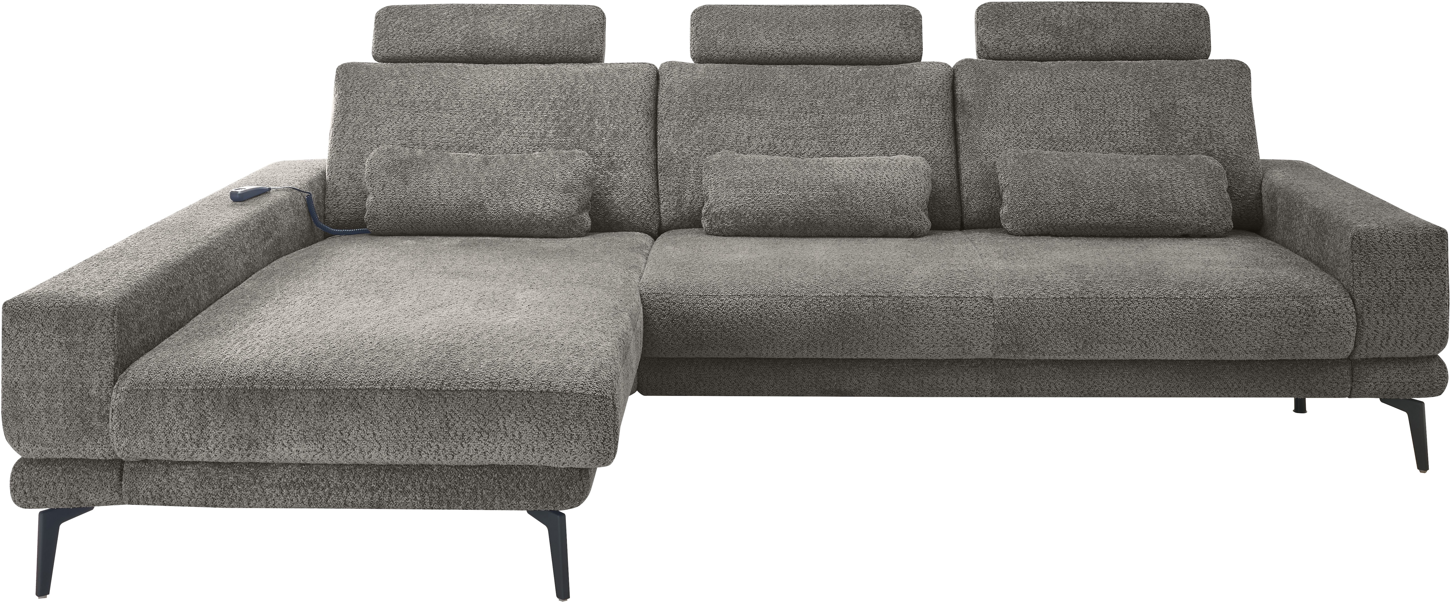set one by Musterring Ecksofa "SO 3600, inkl motor. Sitztiefenverstellung, Kopfstützen, Nierenkissen" Sitzhöhe 44 cm, Kaltschaum, Breite 293 x Tiefe 180 cm, Kama anthrazit