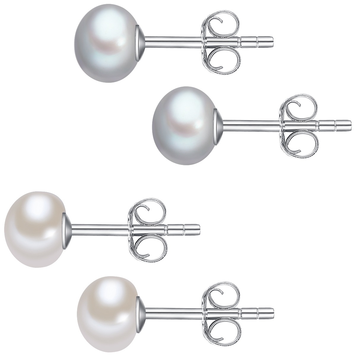 Lulu & Jane LJ286 Stud Earrings White 6-7mm 2