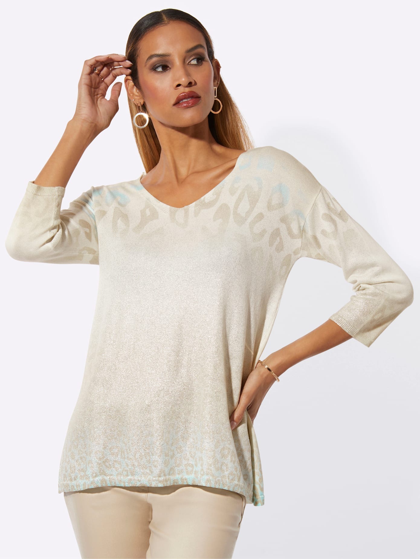 creation L 3/4 Arm-Pullover "Lyocell-Baumwoll-Pullover" günstig online kaufen