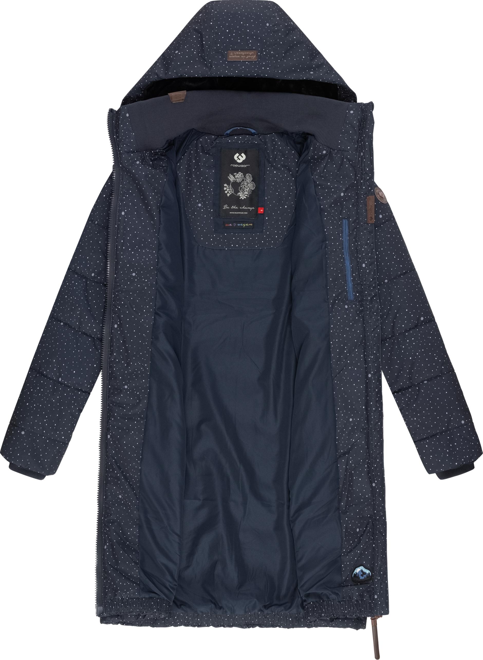 »Dizzie bestellen Coat Kapuze gesteppter Winterparka Ragwear stylischer, für | BAUR mit Print«, Steppmantel