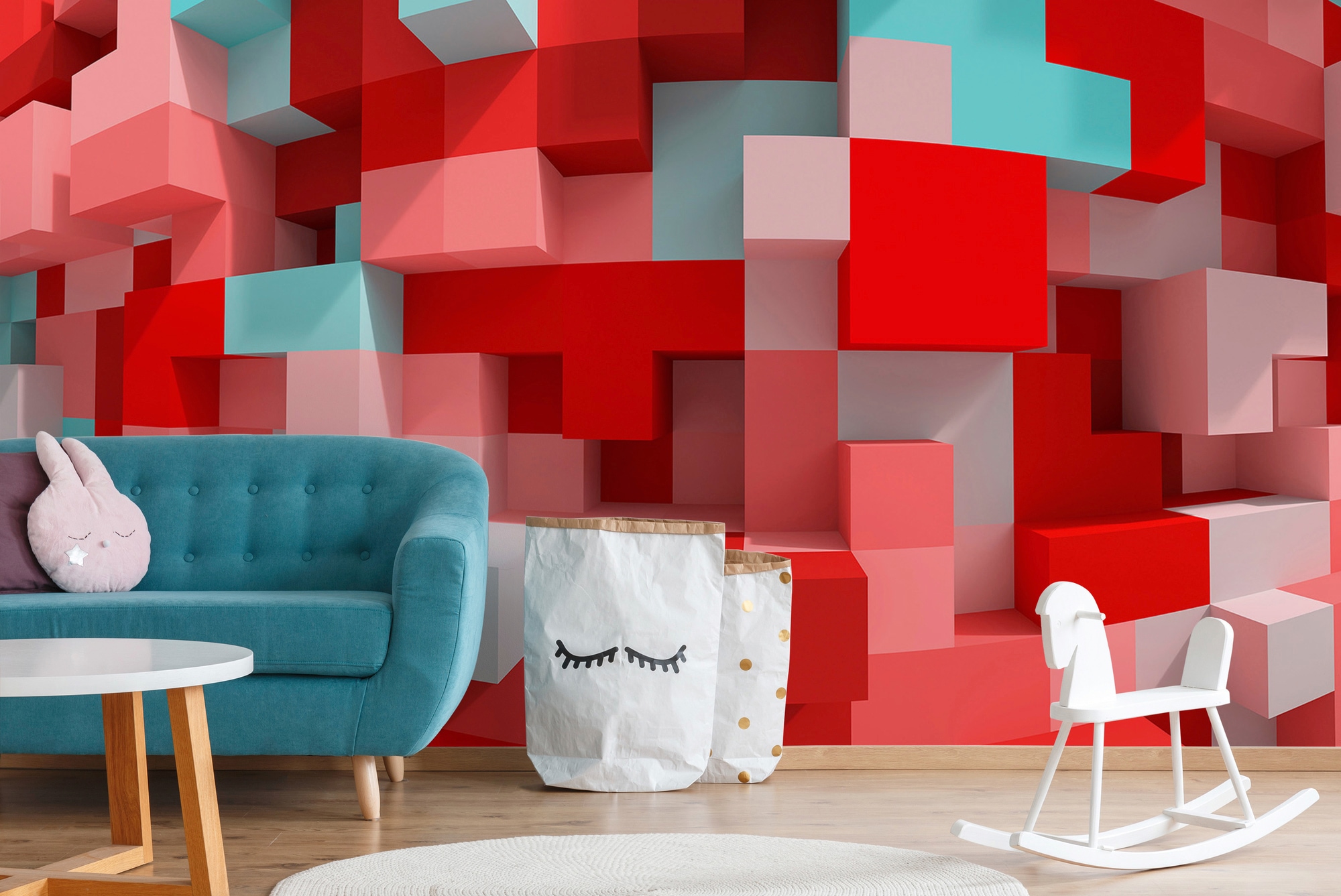 Architects Paper Fototapete »3D Cubes Red«, Vlies, Wand, Schräge