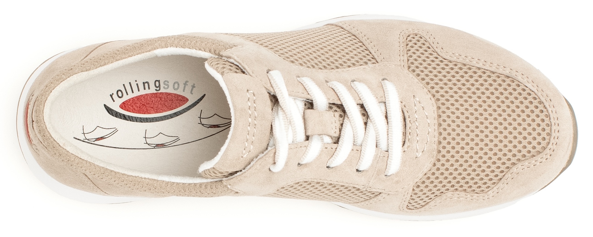 Gabor Rollingsoft Keilsneaker, Freizeitschuh, Halbschuh, Schnürschuh im sommerlichem Materialmix