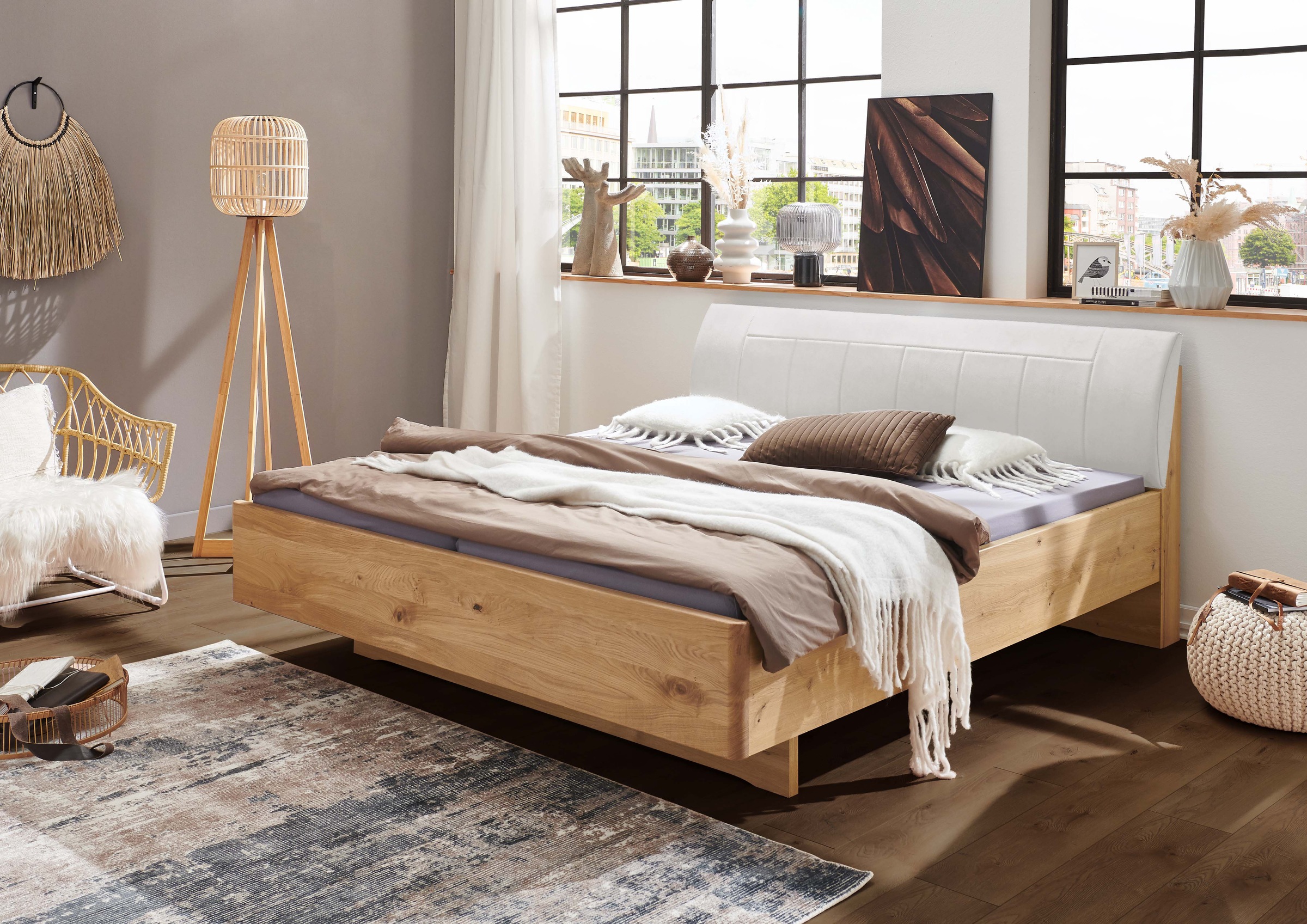 WIEMANN Holzbett "Cardiff, Bettgestell, Bettrahmen, teilmassiv, mit Polster günstig online kaufen