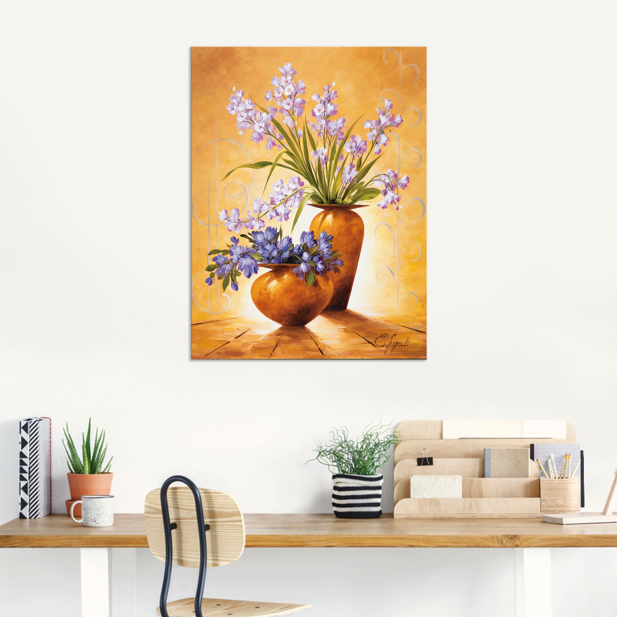 Artland Wandbild »Italienische Blumen IV«, Vasen & Töpfe, (1 St.), als Alubild, Leinwandbild, Wandaufkleber oder Poster in versch. Größen