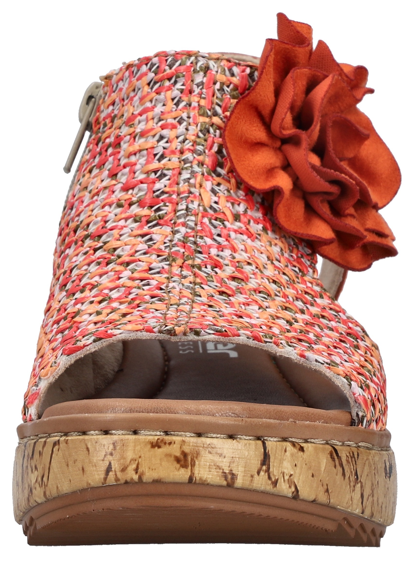 Rieker Plateausandale  Schaftsandale, Sommerschuh mit großer Blüte und Innenreißverschluss