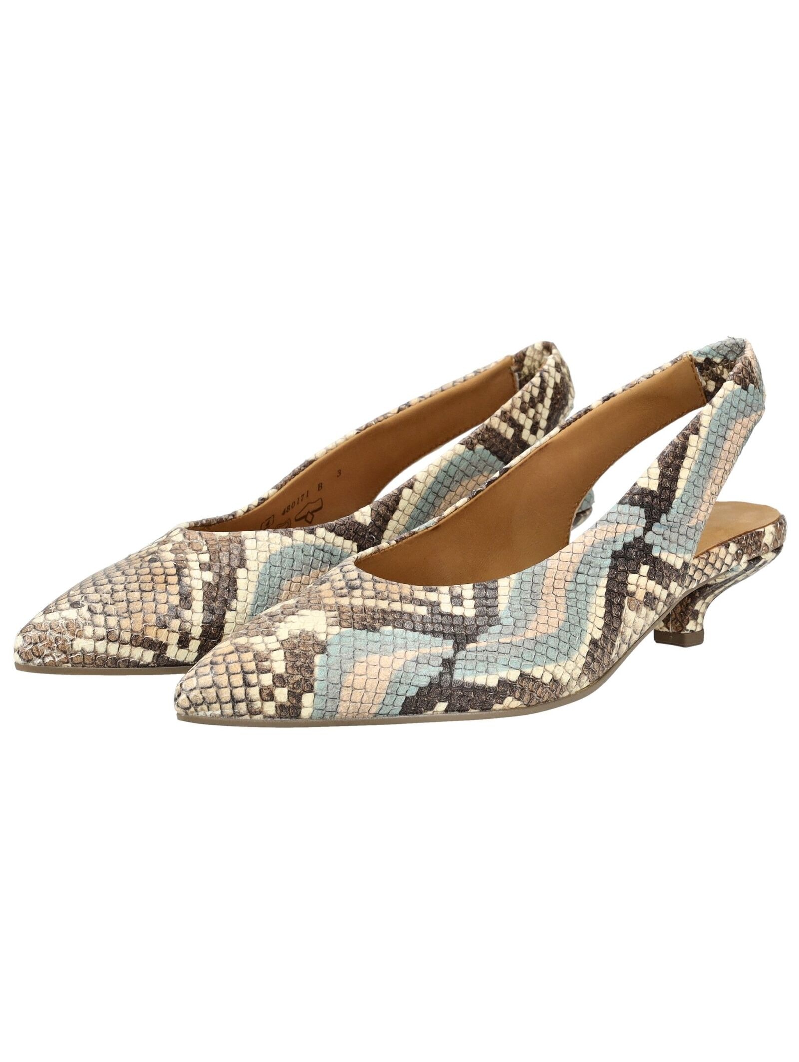 Slingpumps GABOR "Gabor Pumps Leder", Damen, Gr. 40, blau, beige, Leder, Schuhe Slingpumps 3